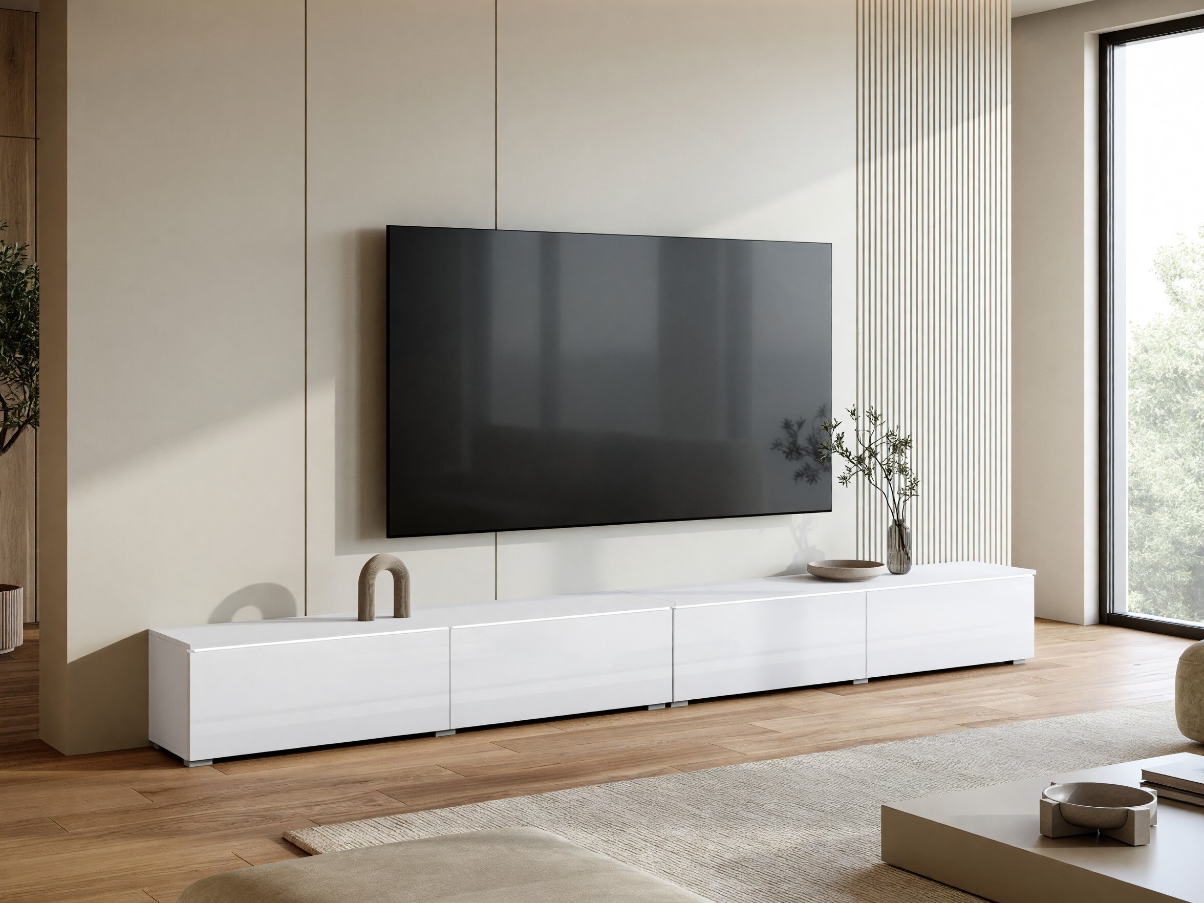 TV komoda Sarasota 199 (Belo + Sjajno belo)