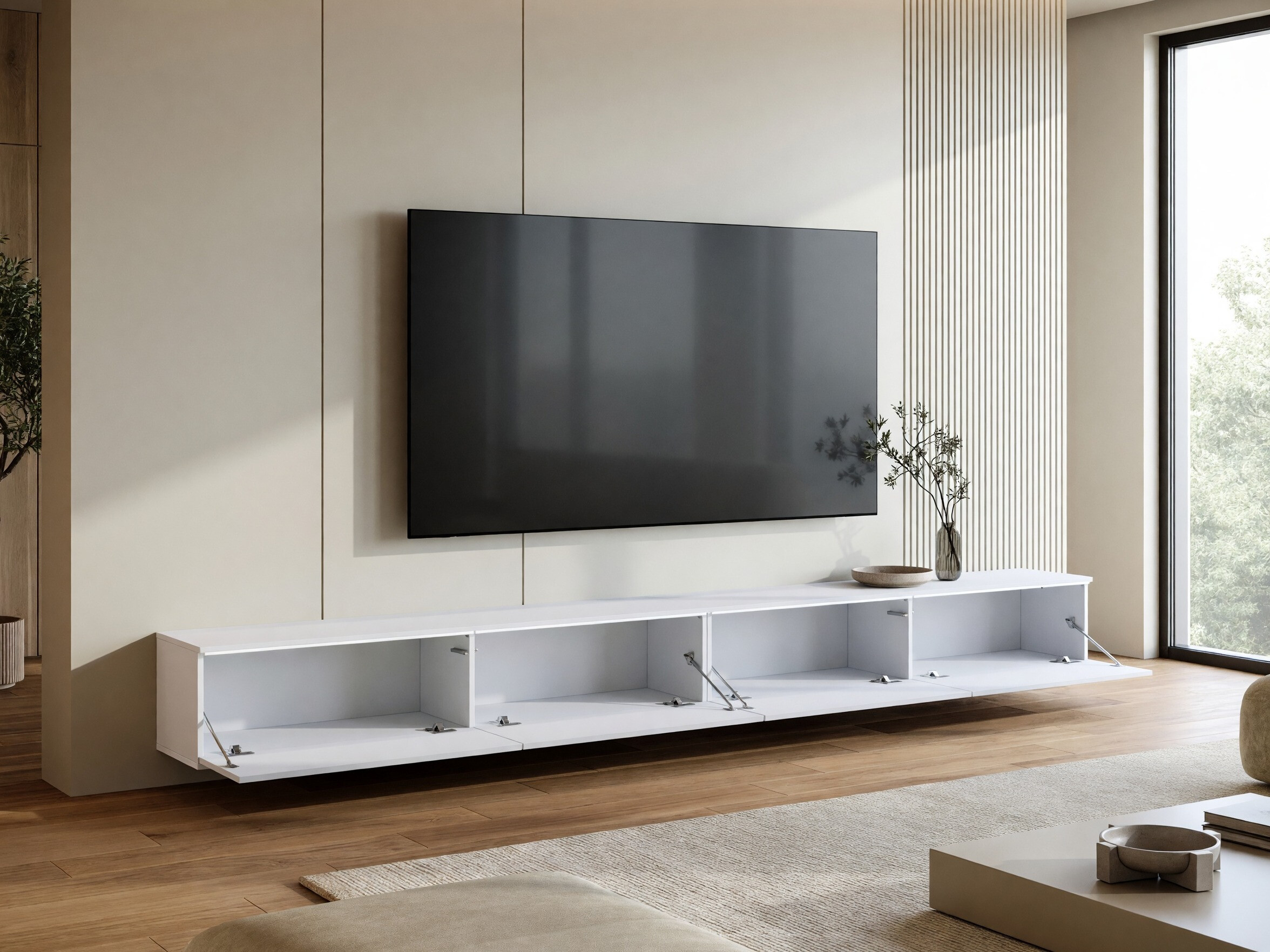 TV komoda Sarasota 199 (Belo + Sjajno belo)