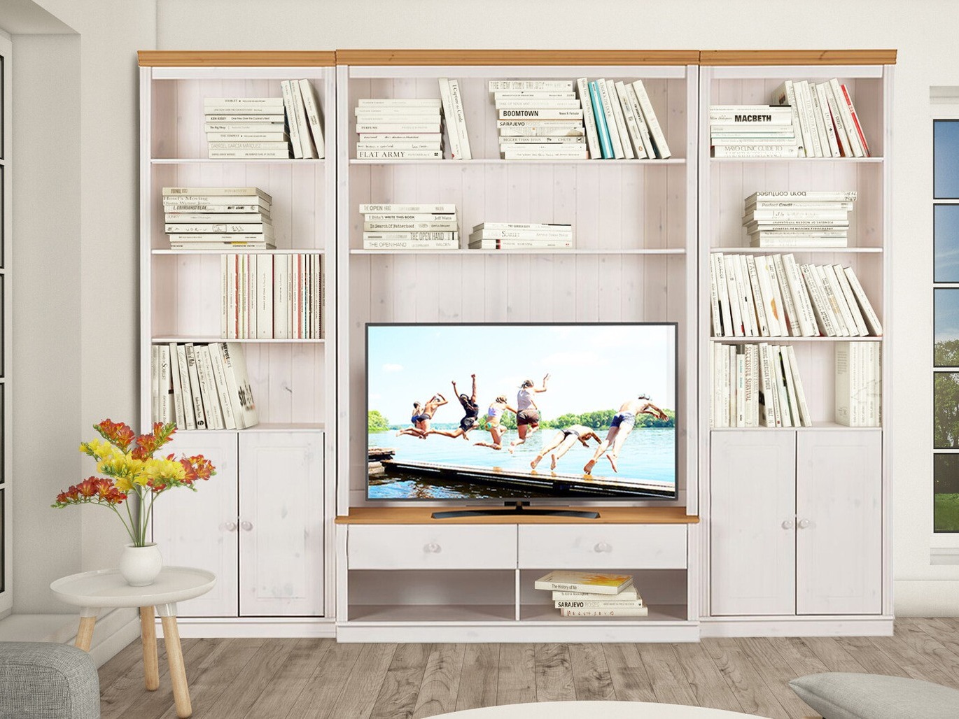 Set za dnevnu sobu Saltoro 108 (Belo + Medeni hrast)