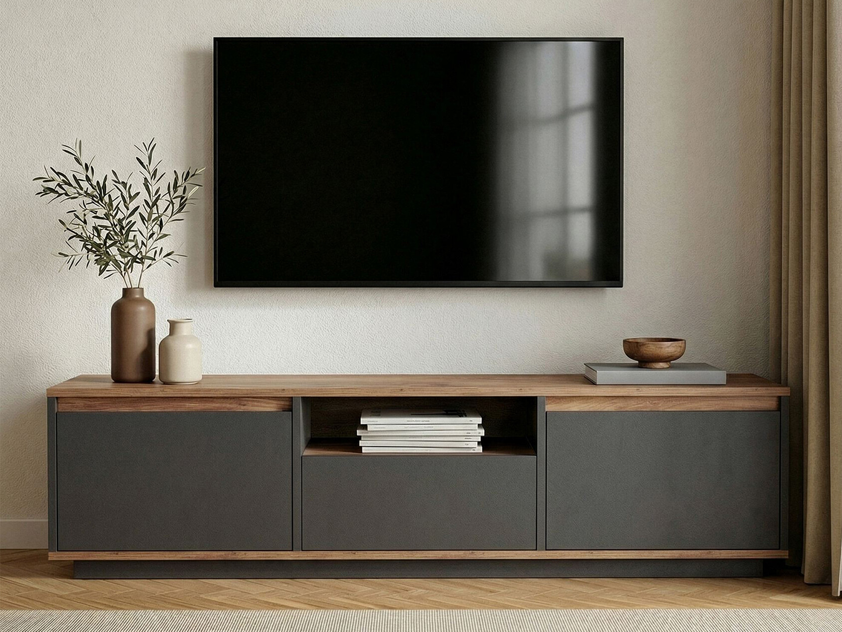 TV komoda Novato 167 (Antracit + Bor)