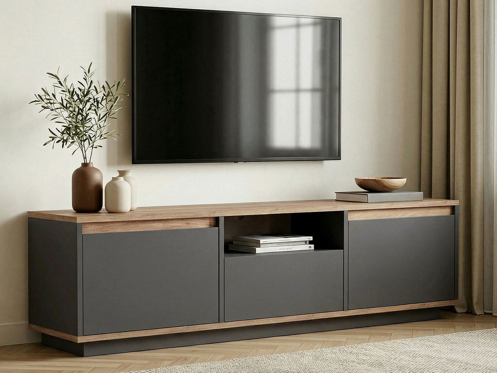 TV komoda Novato 167 (Antracit + Bor)