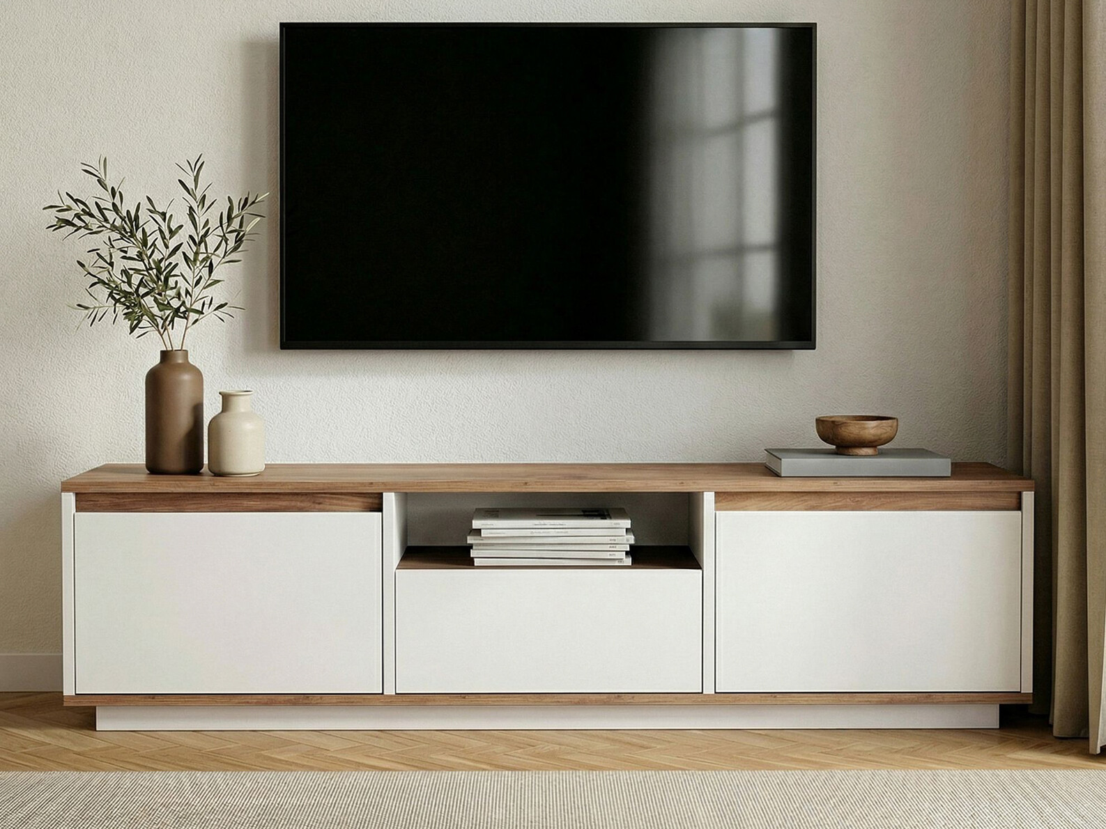 TV komoda Novato 167 (Belo + Bor)