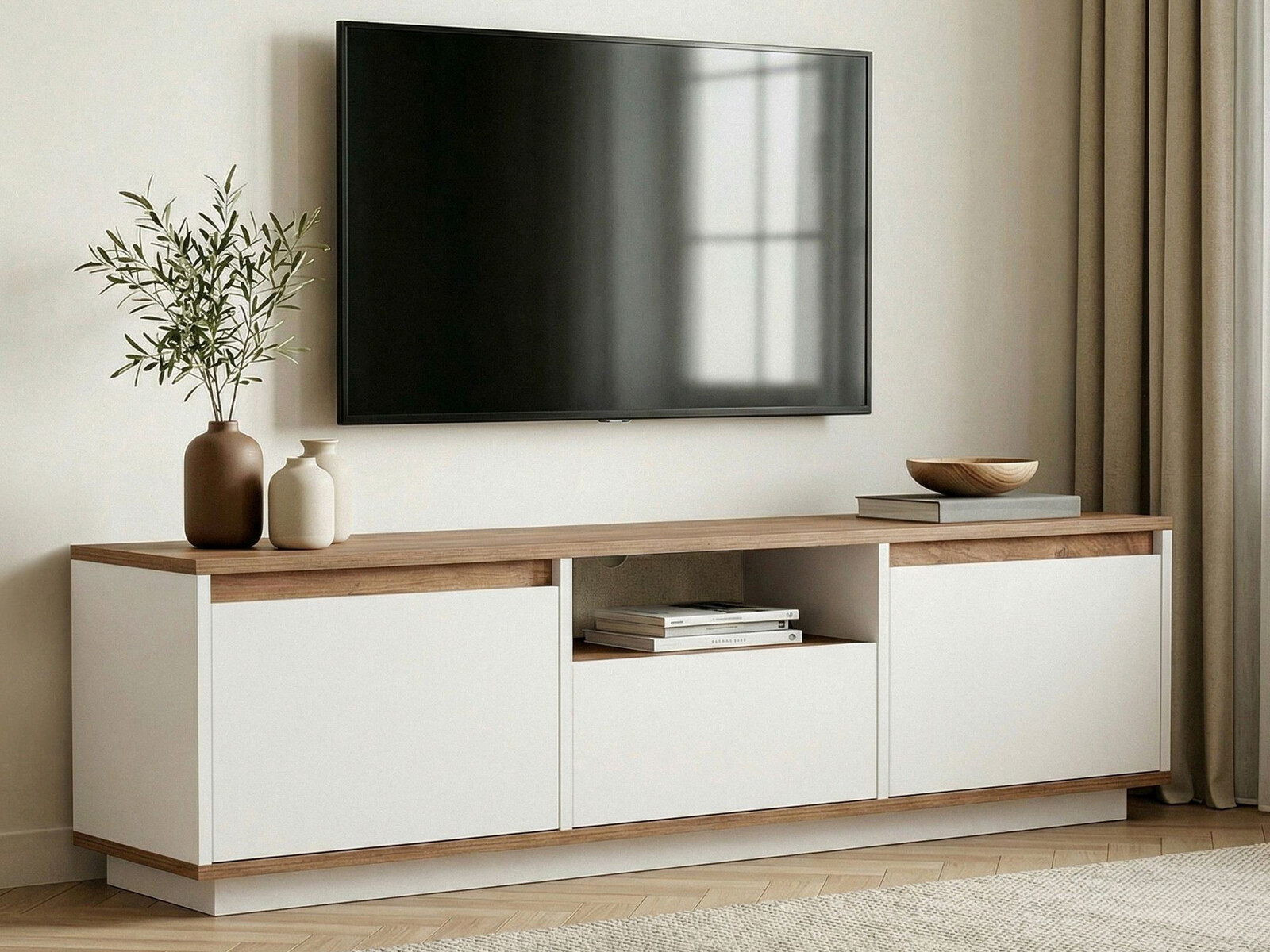 TV komoda Novato 167 (Belo + Bor)