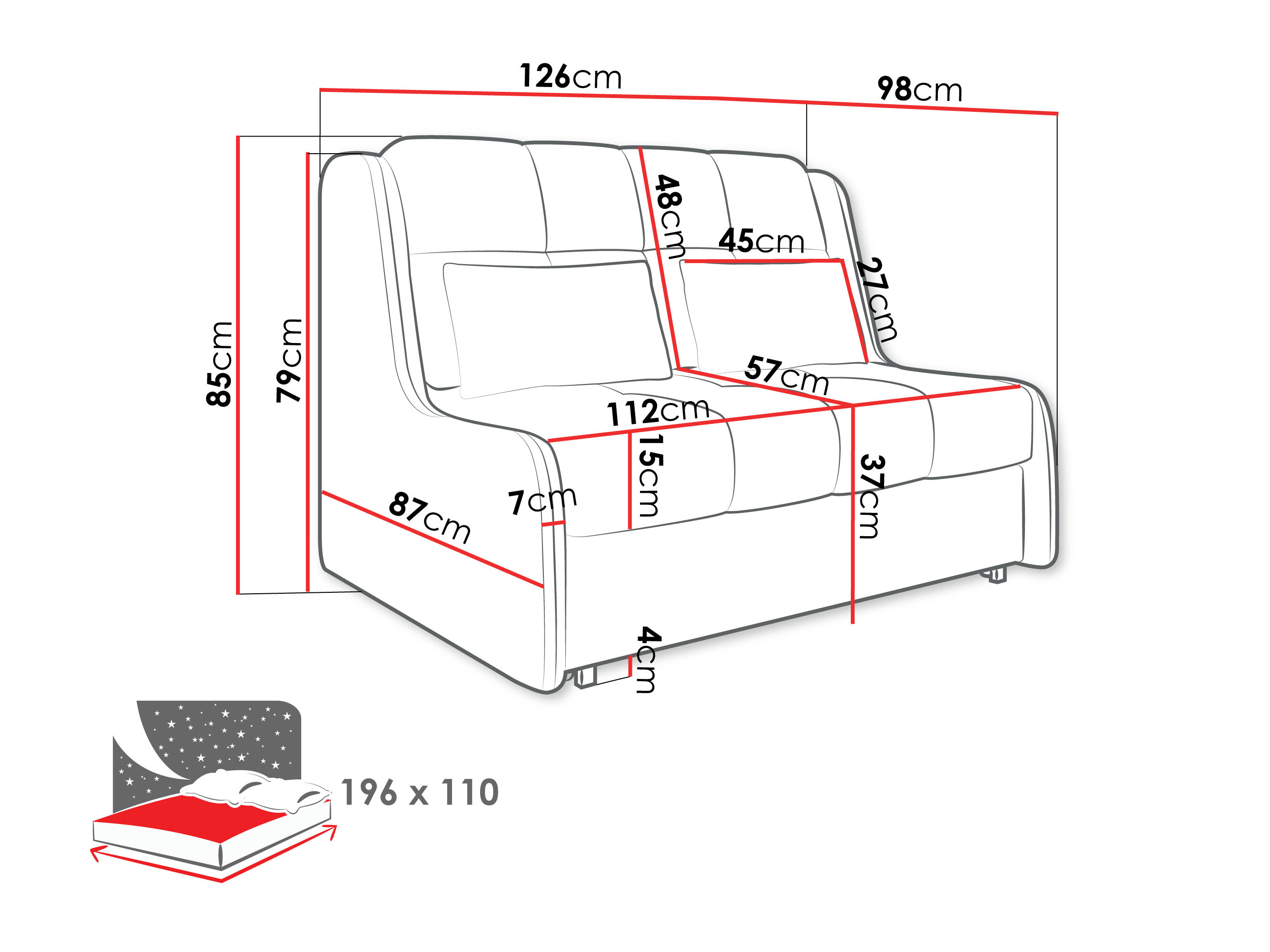 Sofa na razvlačenje Columbus 255 (Sereno 681)