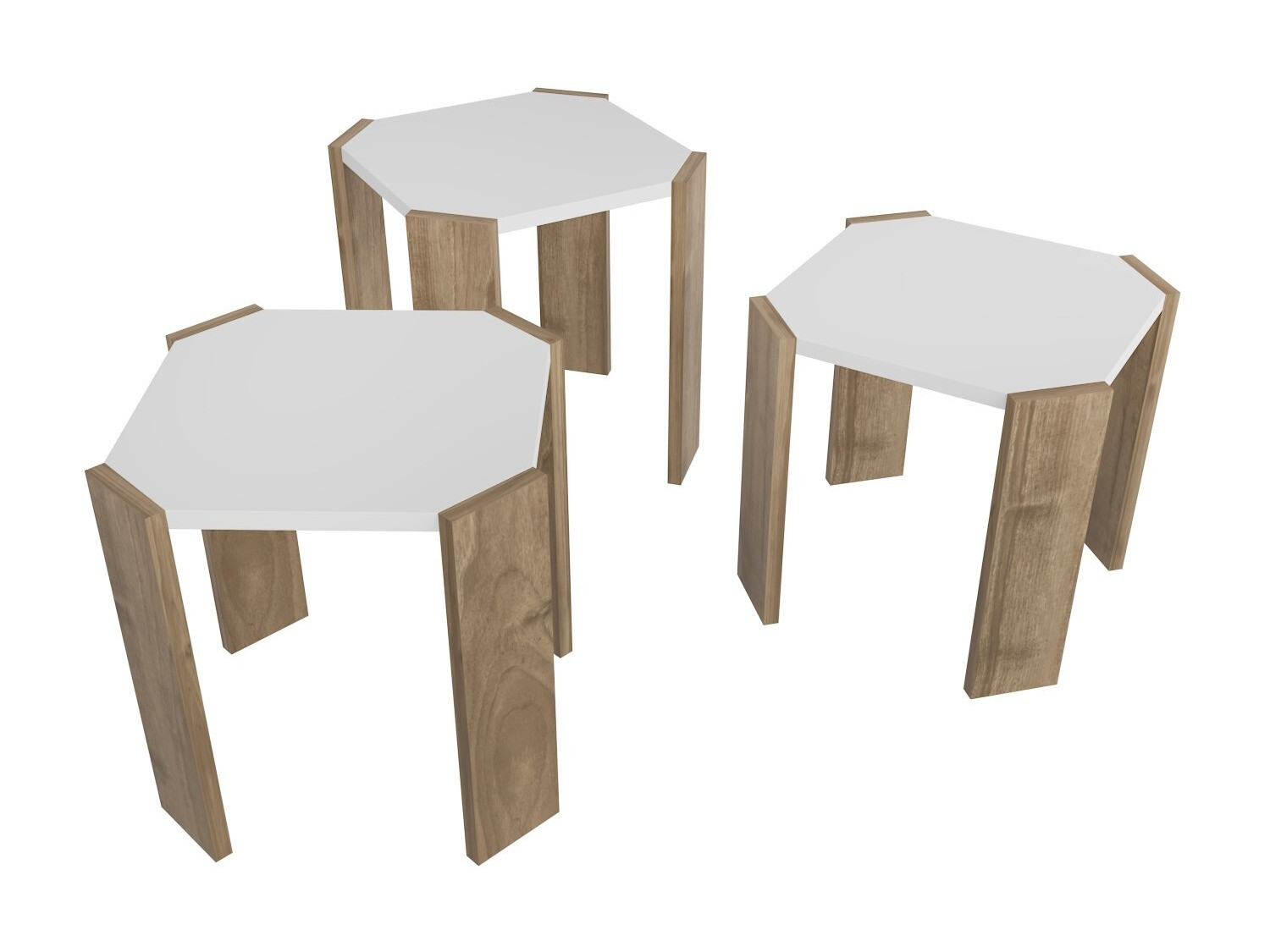 Set stočića za kafu Kailua 2770 (Belo + Svetli orah)