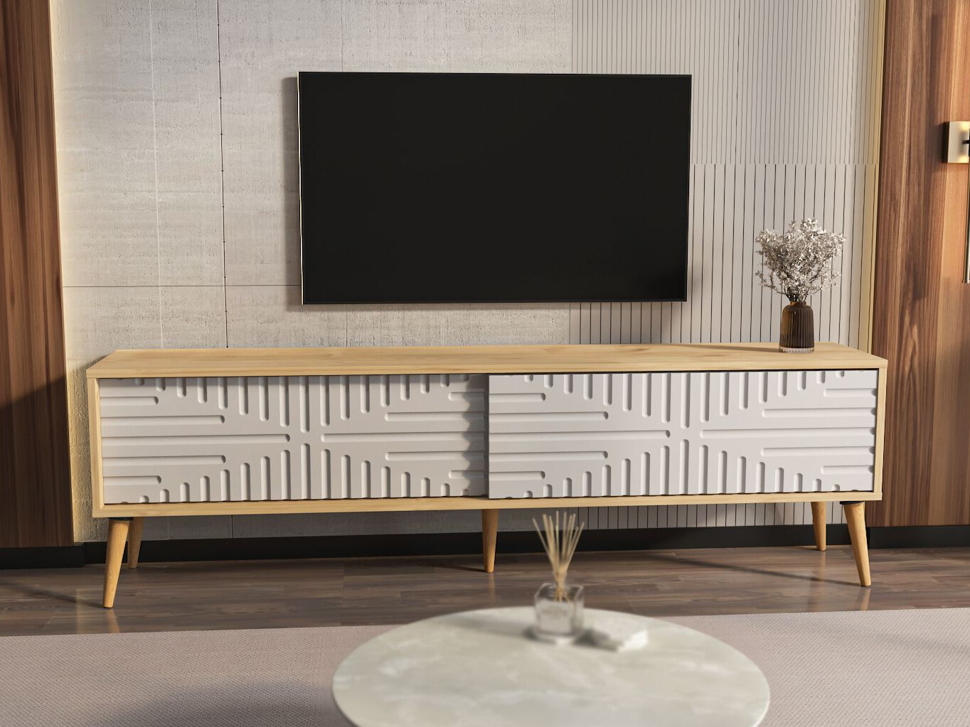 TV komoda Kailua 2771 (Belo + Svetli javor)