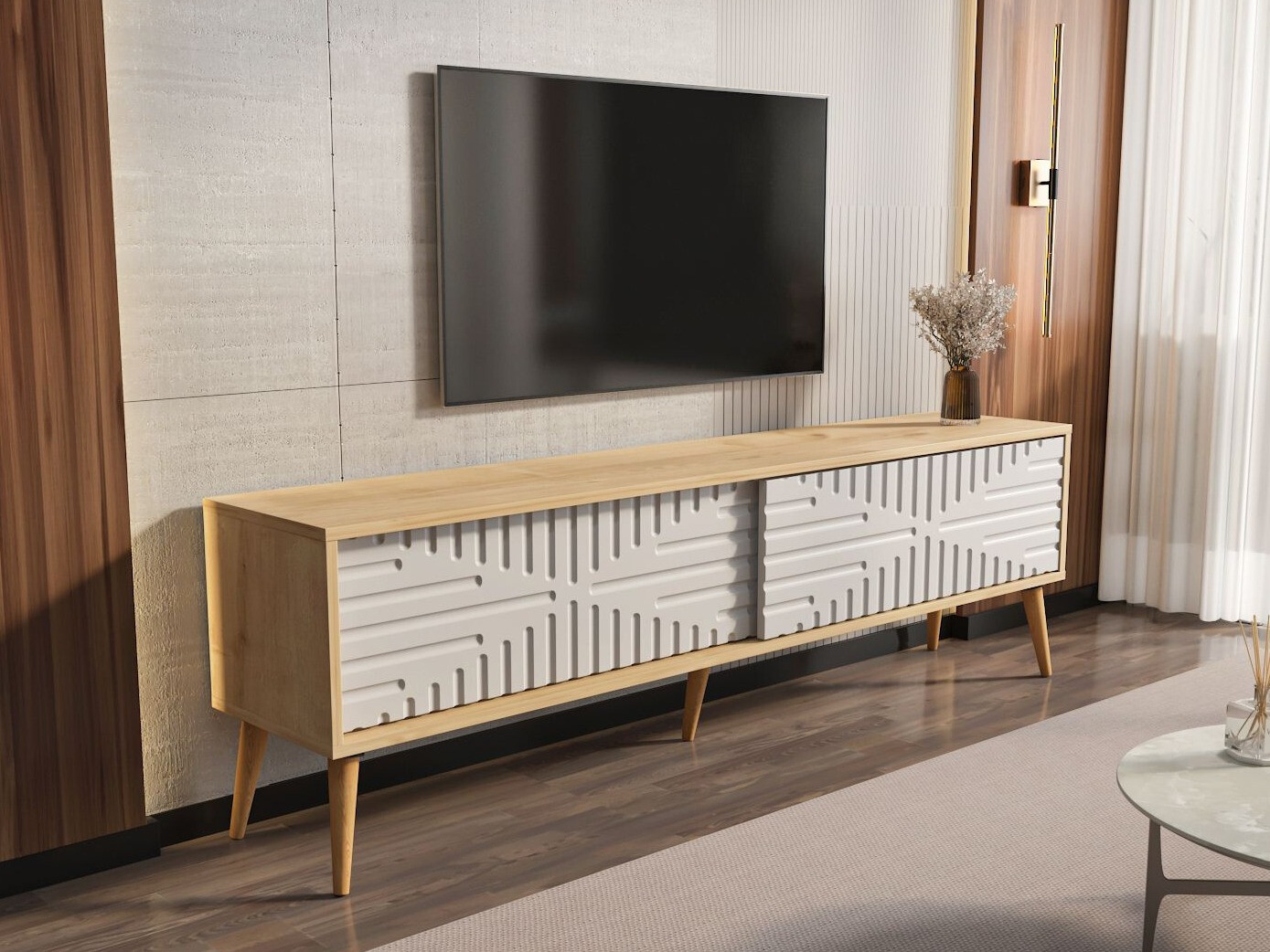 TV komoda Kailua 2771 (Belo + Svetli javor)