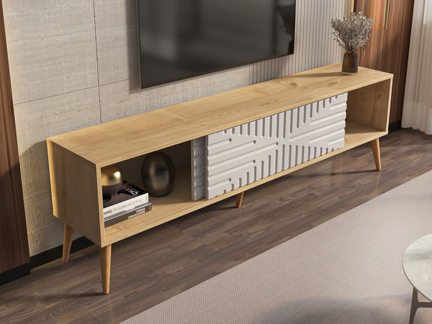TV komoda Kailua 2771 (Belo + Svetli javor)