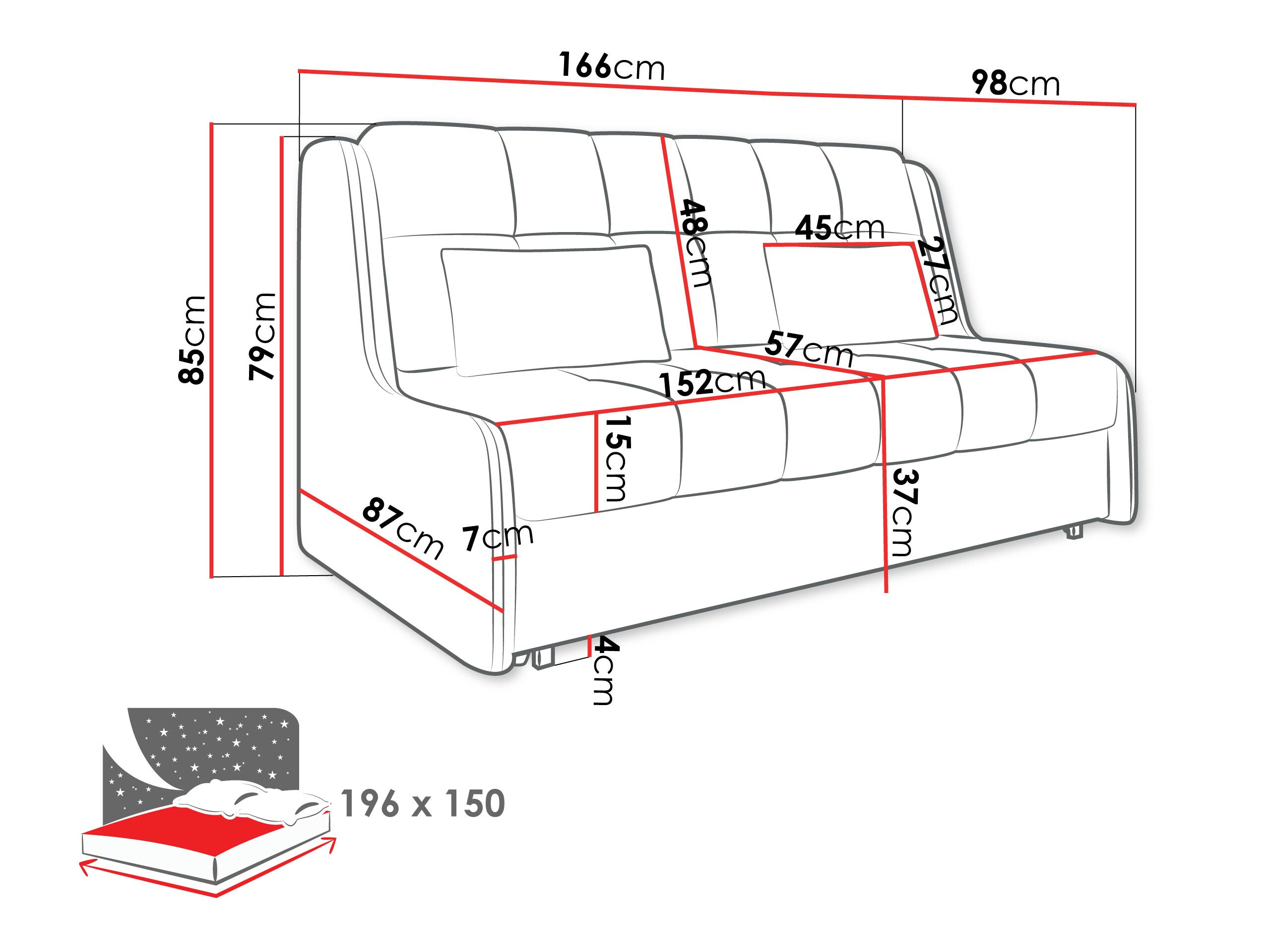 Sofa na razvlačenje Columbus 257 (Sereno 681)