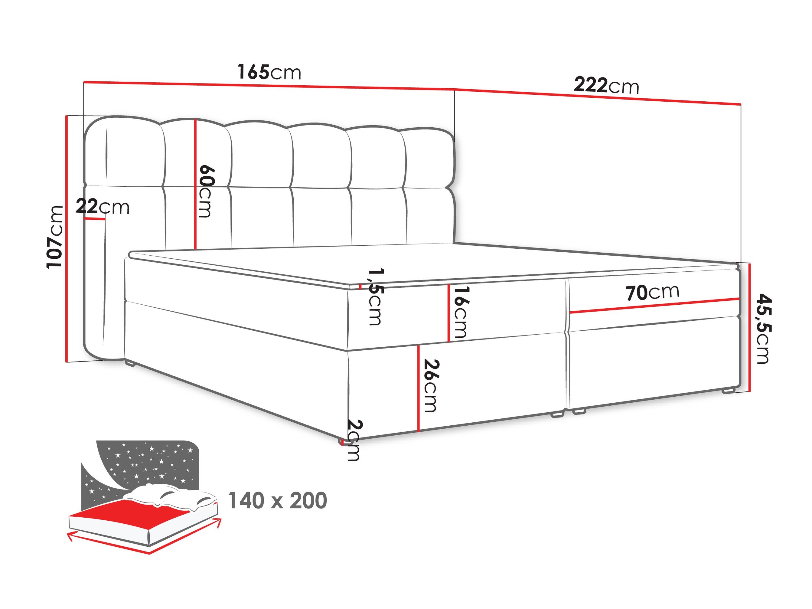 Boxspring krevet Stonecrest 113 (Lambi 08)