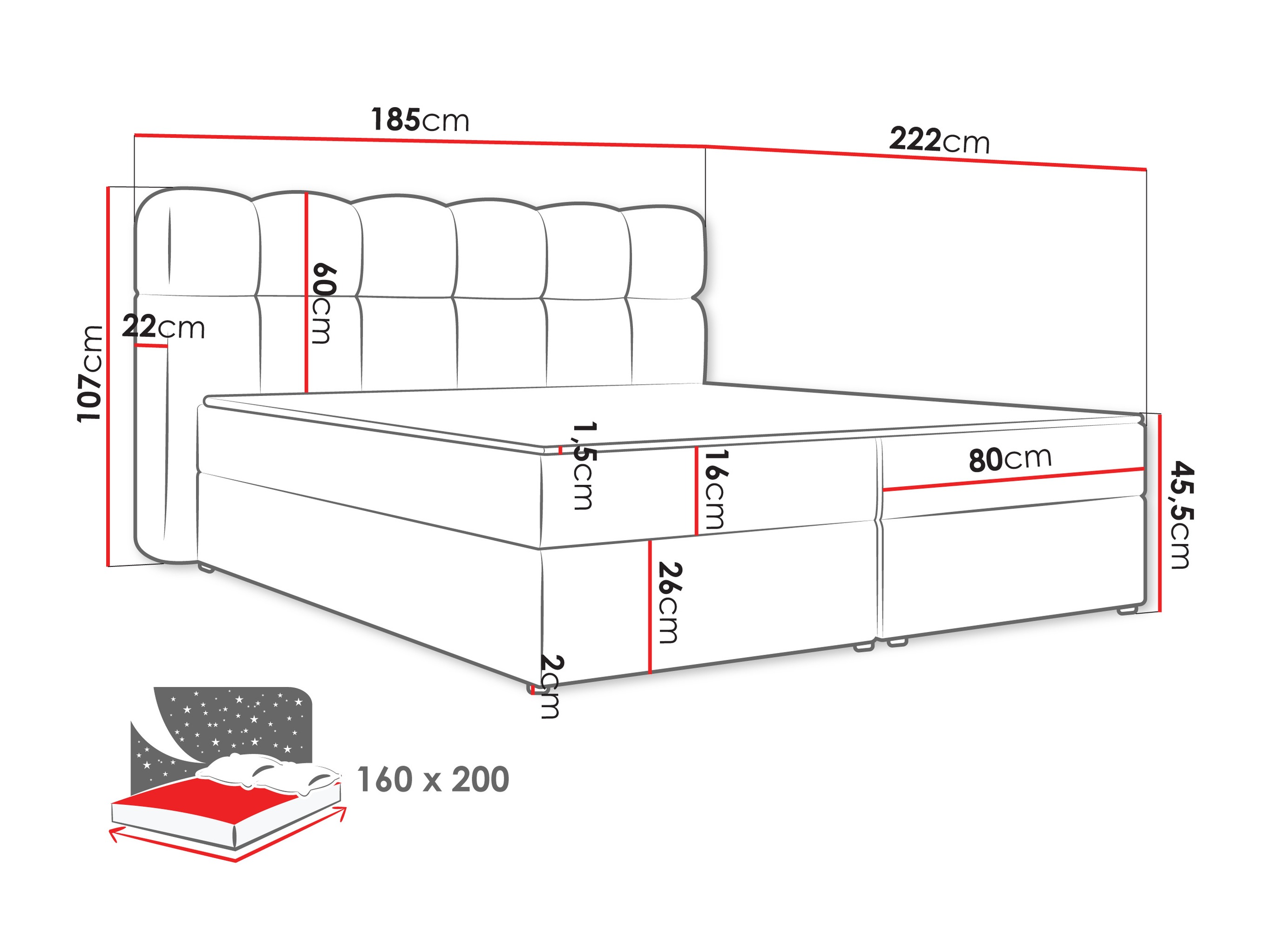 Boxspring krevet Stonecrest 113 (Lambi 12)