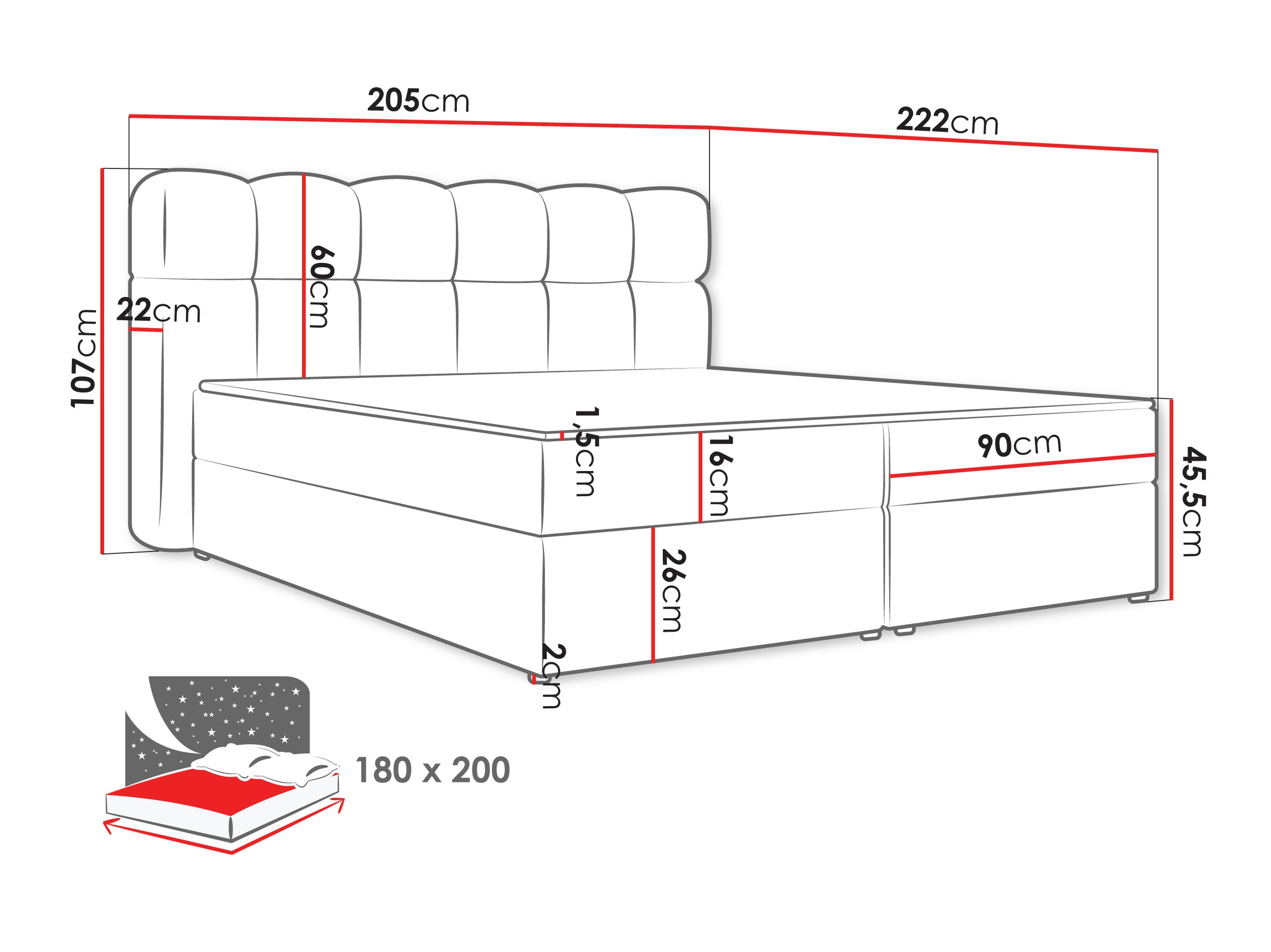 Boxspring krevet Stonecrest 113 (Lambi 12)