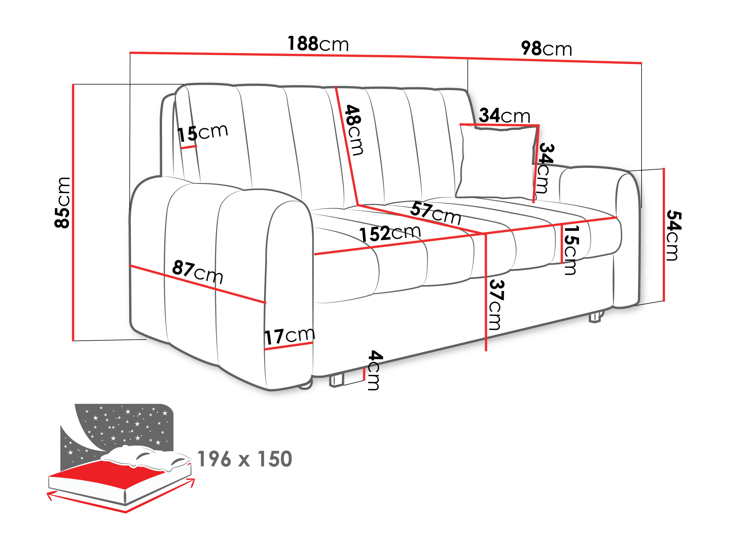 Sofa na razvlačenje Columbus 265 (Lumo 30)