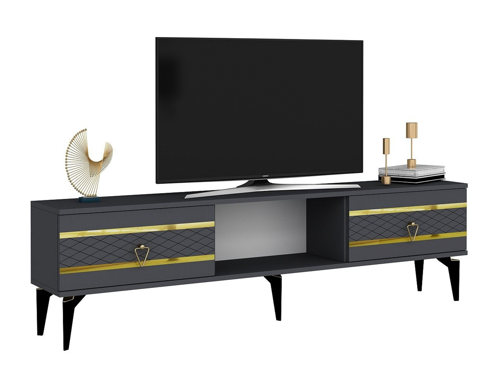 TV komoda Asheboro 202 (Antracit + Zlatna)