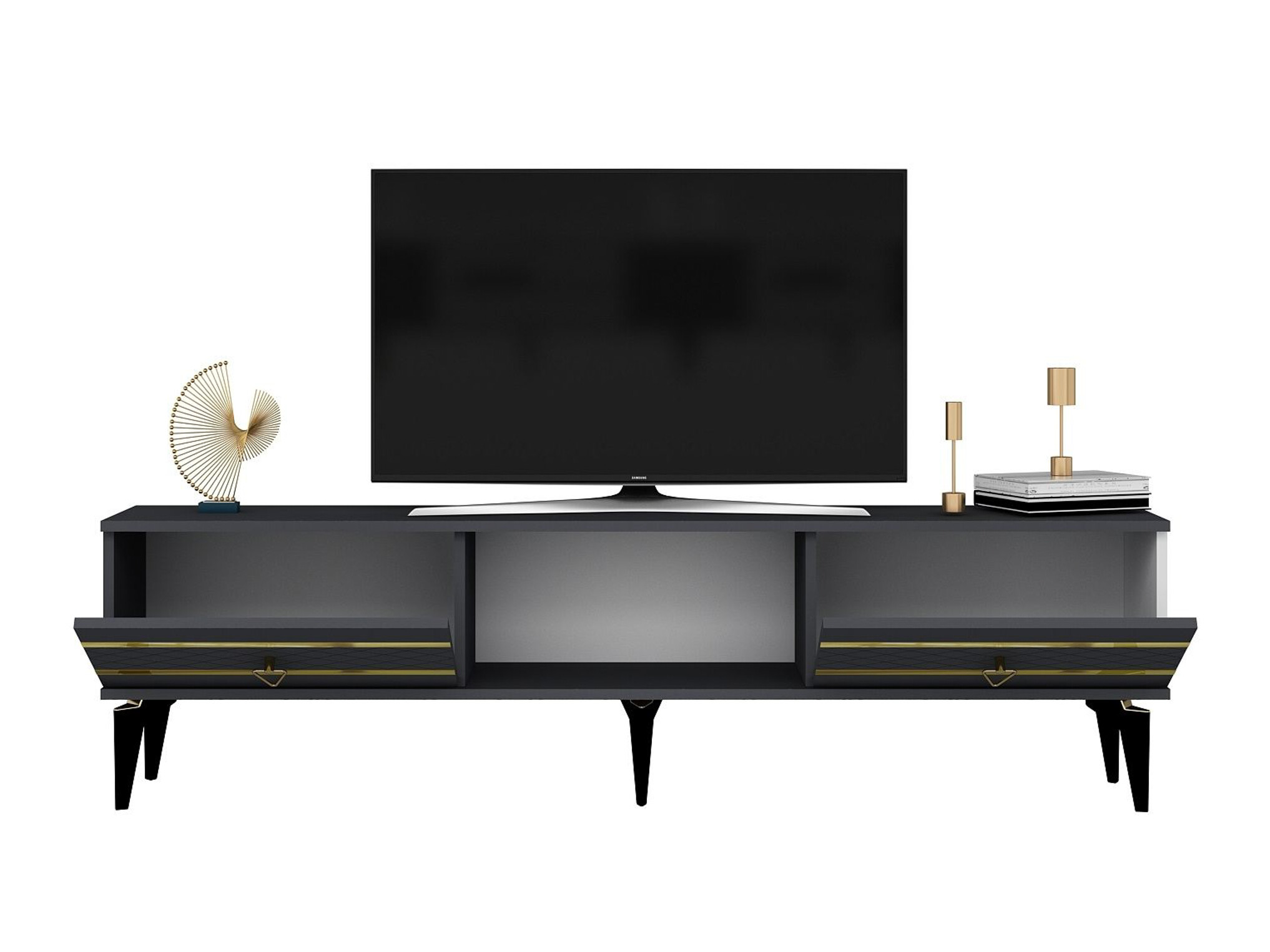 TV komoda Asheboro 202 (Antracit + Zlatna)