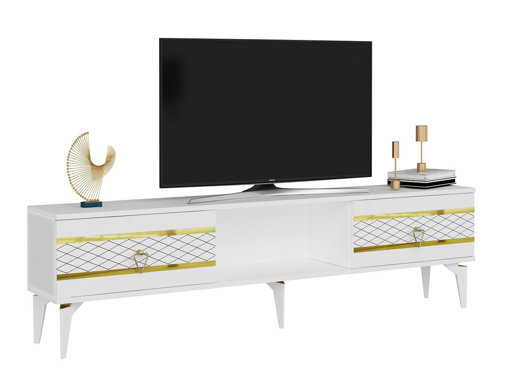 TV komoda Asheboro 202 (Belo + Zlato)