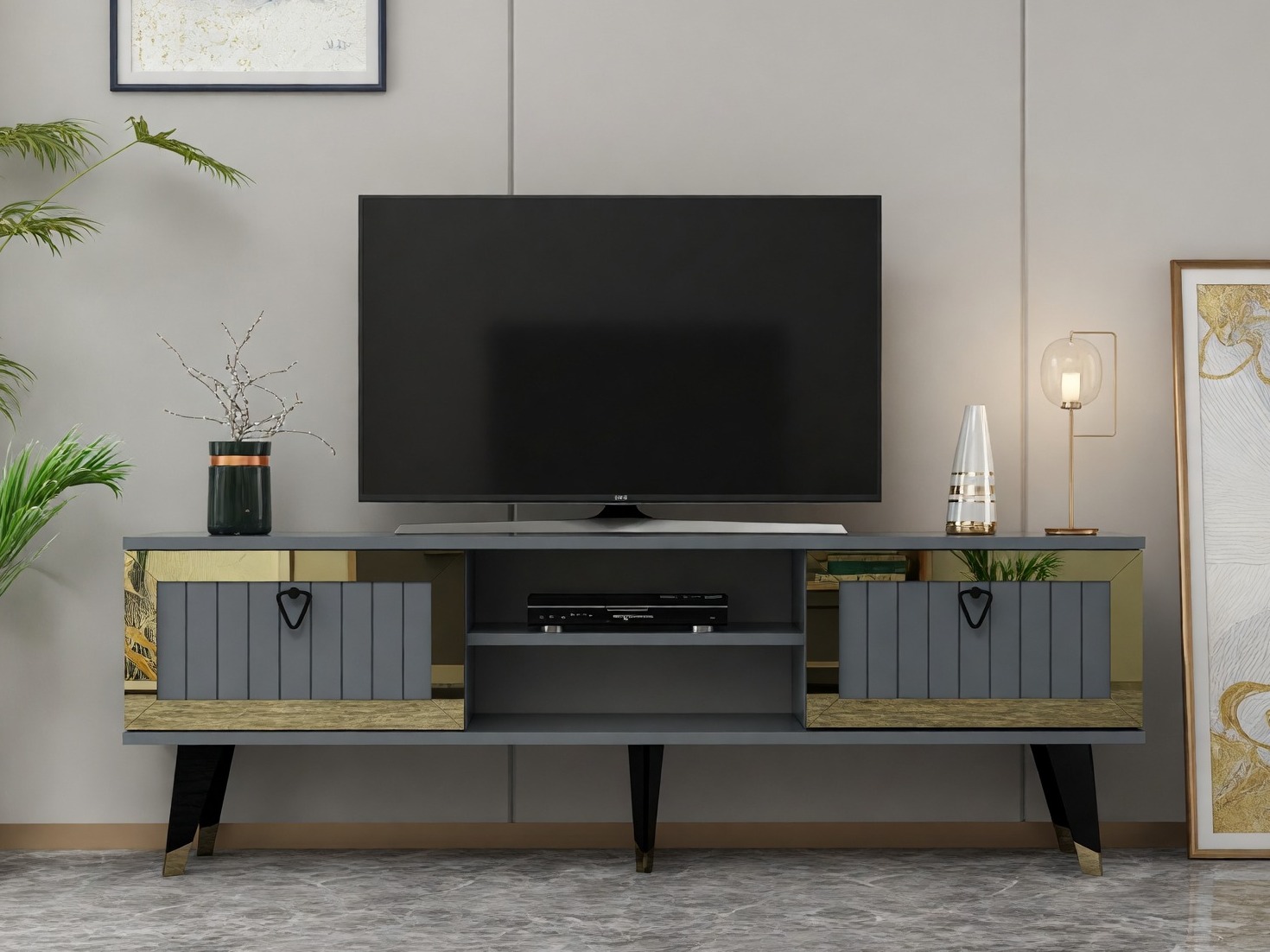 TV komoda Asheboro 203 (Antracit + Zlatna)