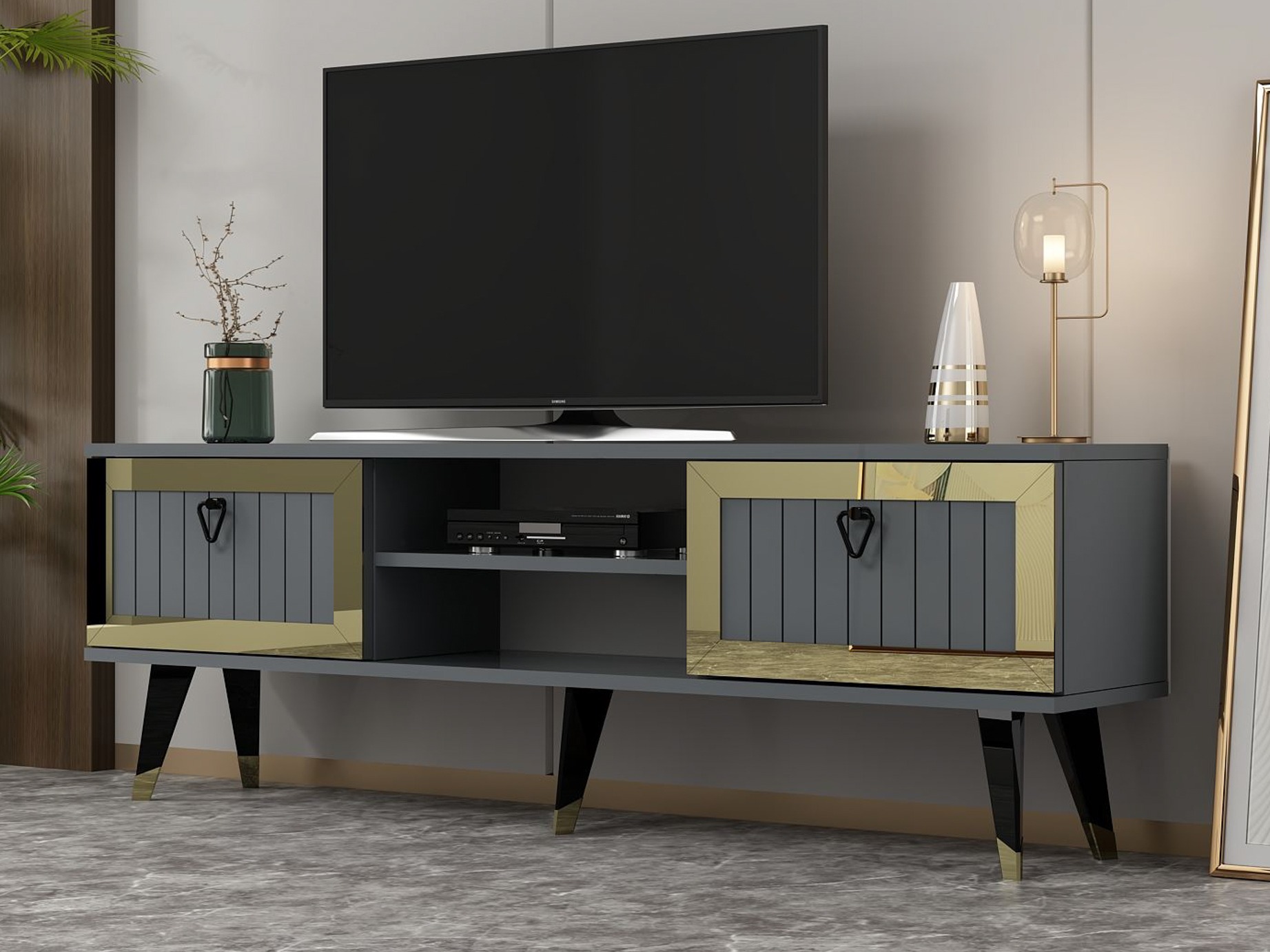 TV komoda Asheboro 203 (Antracit + Zlatna)