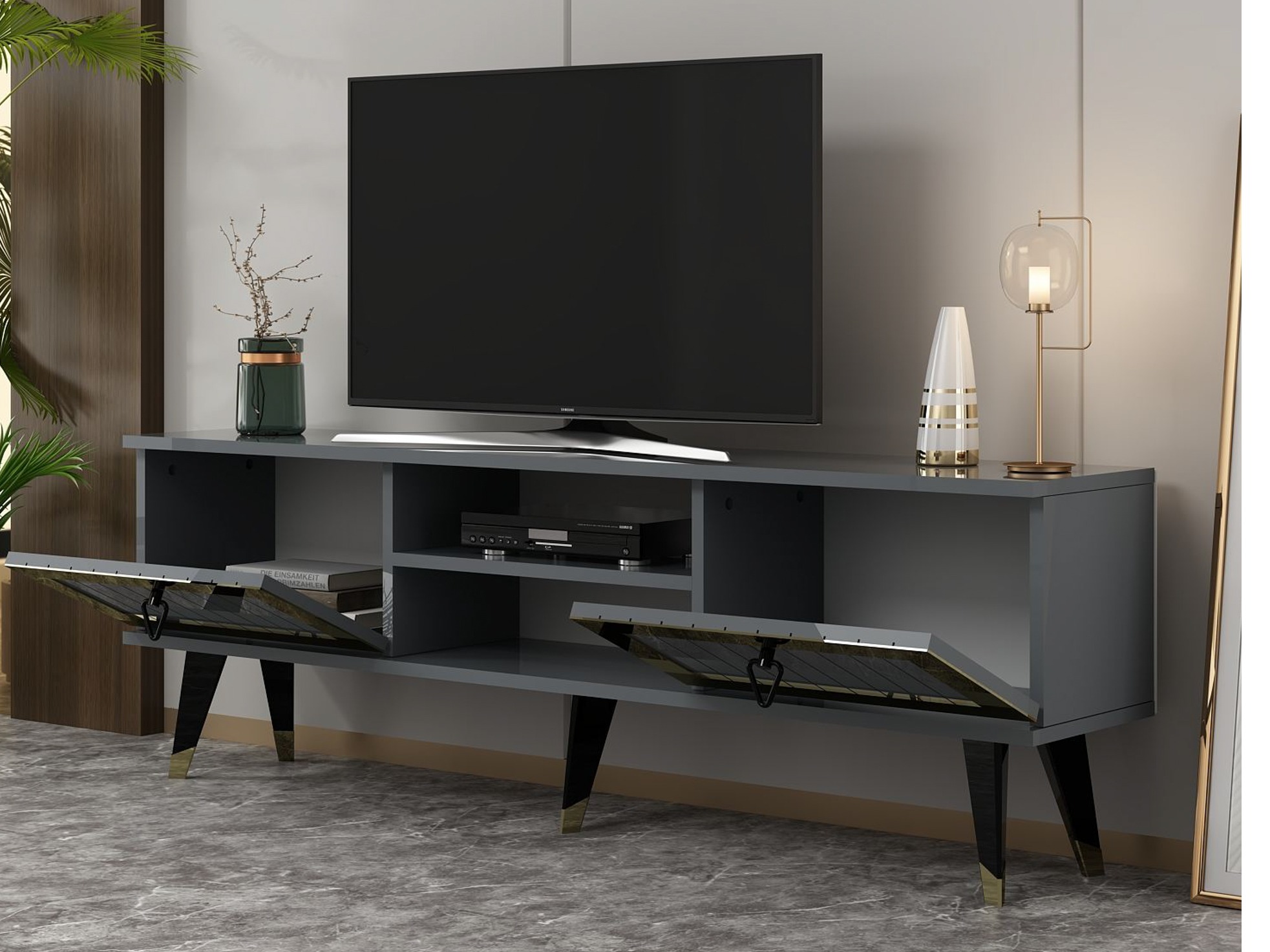 TV komoda Asheboro 203 (Antracit + Zlatna)