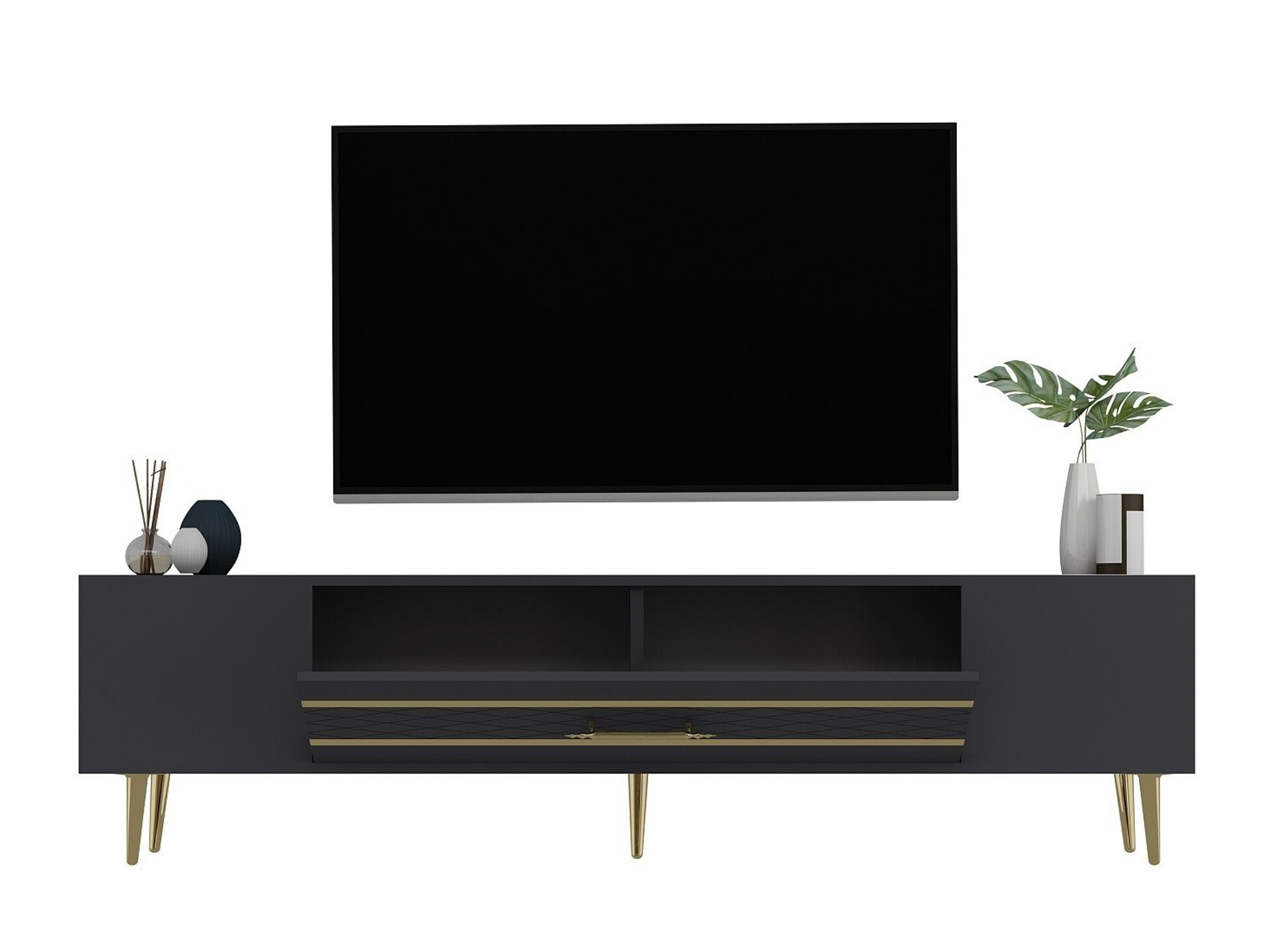 TV komoda Asheboro 207 (Antracit + Zlatna)