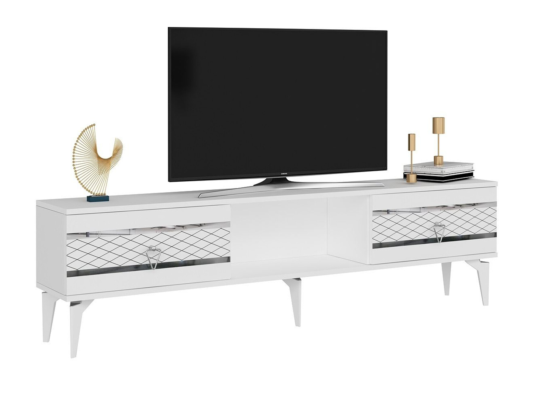 TV komoda Asheboro 202 (Belo + Srebrna)