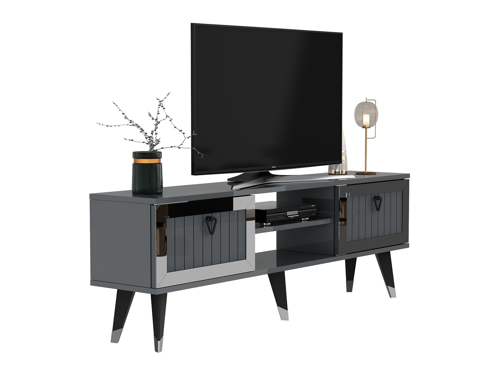 TV komoda Asheboro 203 (Antracit + Srebrna)