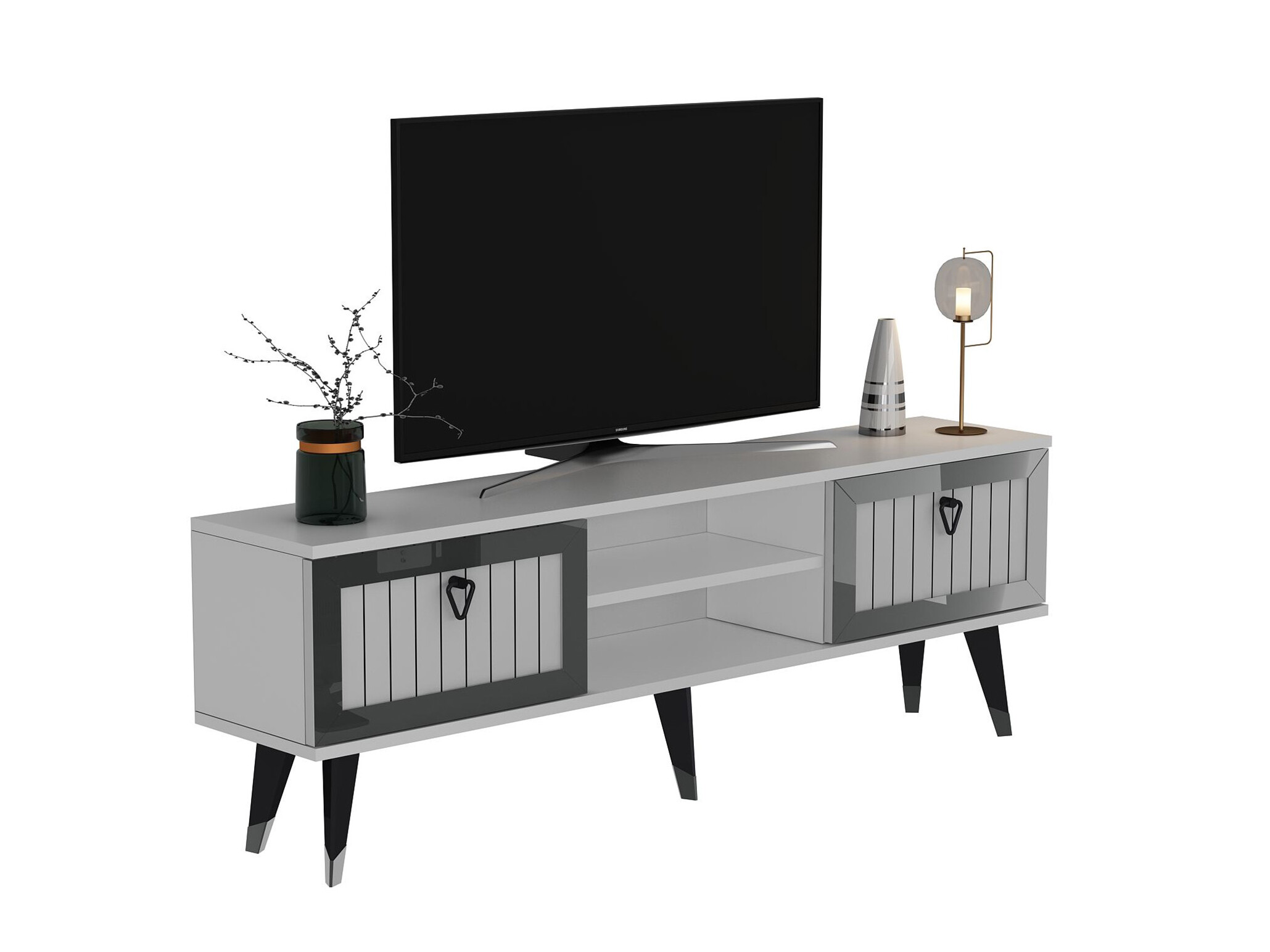 TV komoda Asheboro 203 (Belo + Srebrna)