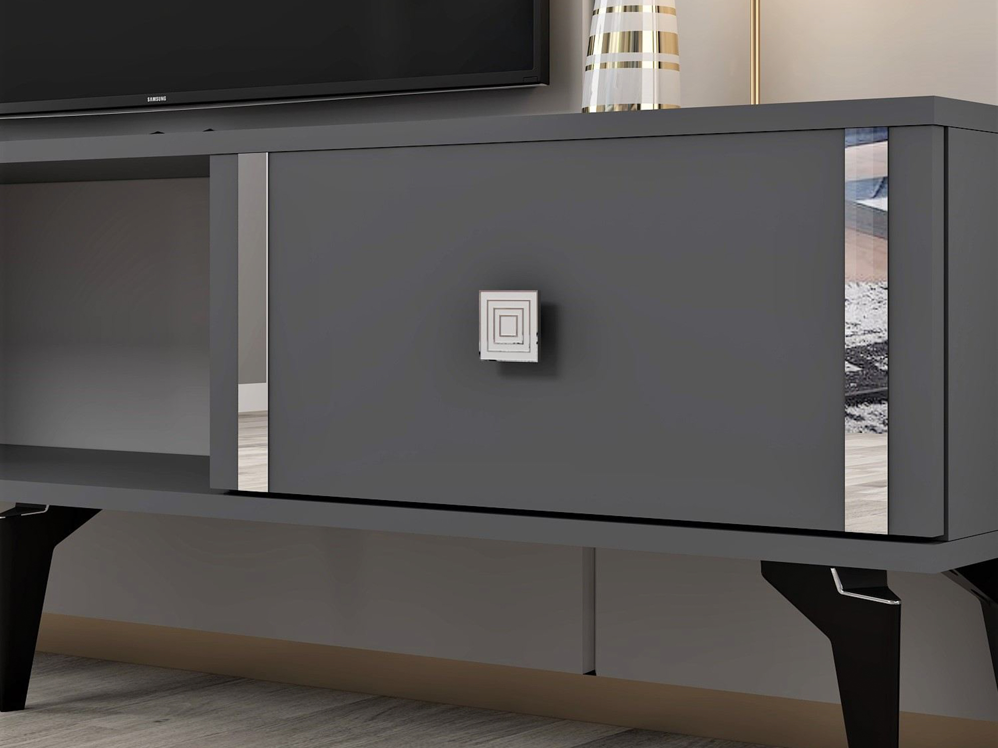 TV komoda Asheboro 205 (Antracit + Srebrna)