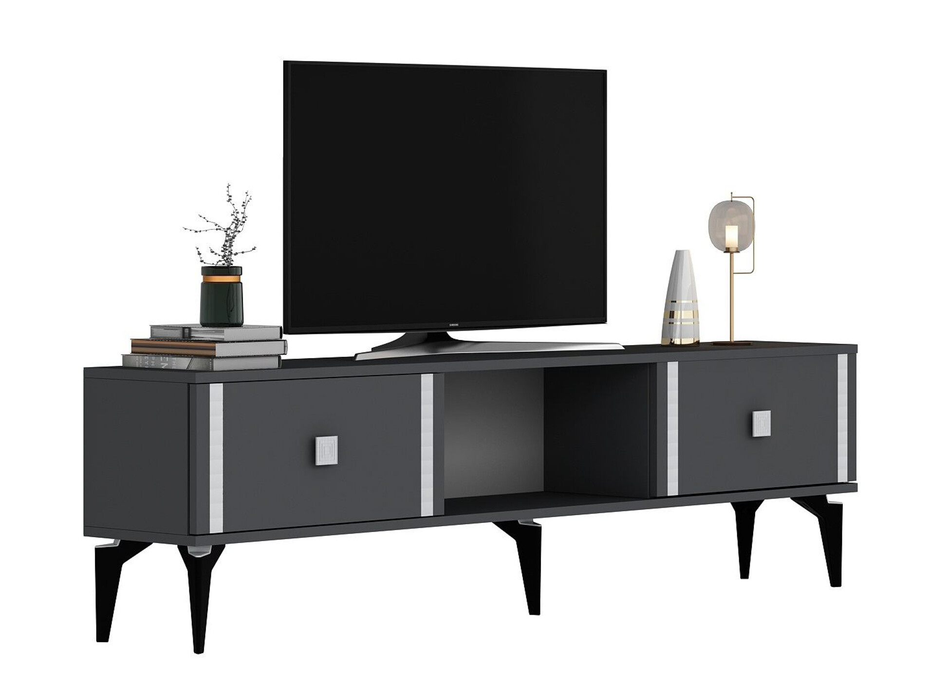 TV komoda Asheboro 205 (Antracit + Srebrna)