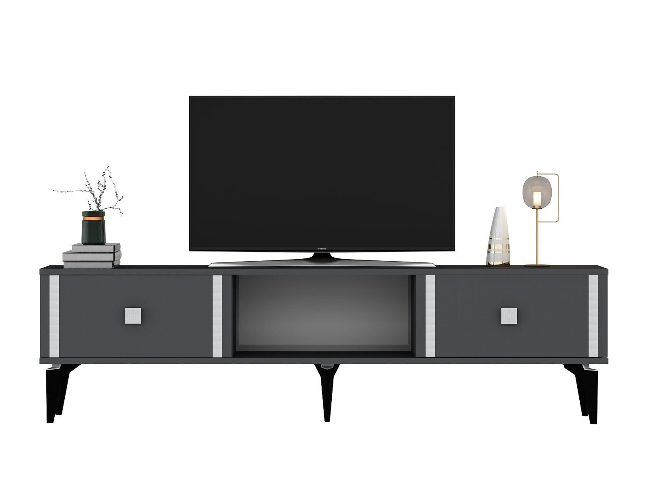 TV komoda Asheboro 205 (Antracit + Srebrna)