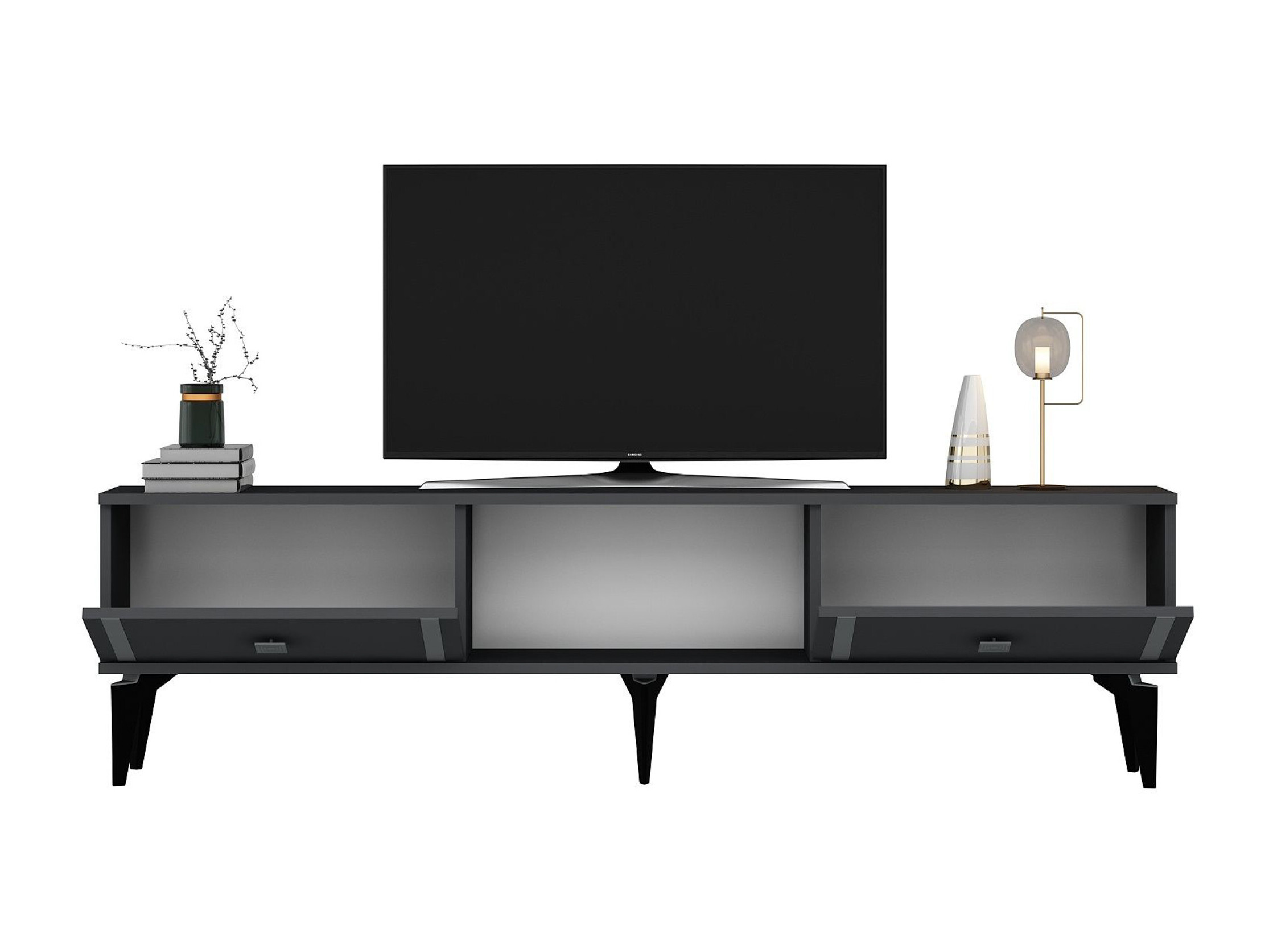 TV komoda Asheboro 205 (Antracit + Srebrna)
