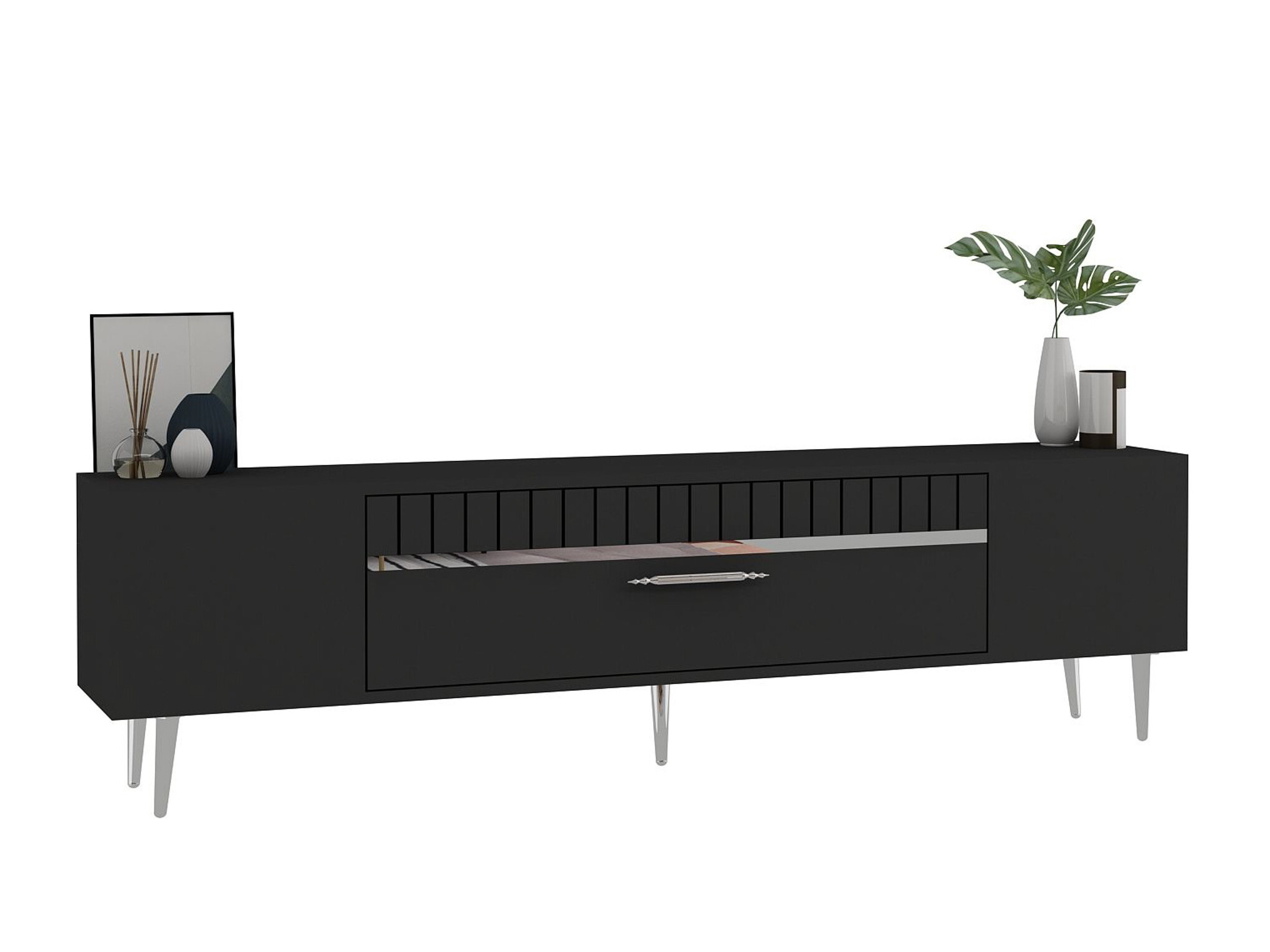 TV komoda Asheboro 206 (Antracit + Srebrna)