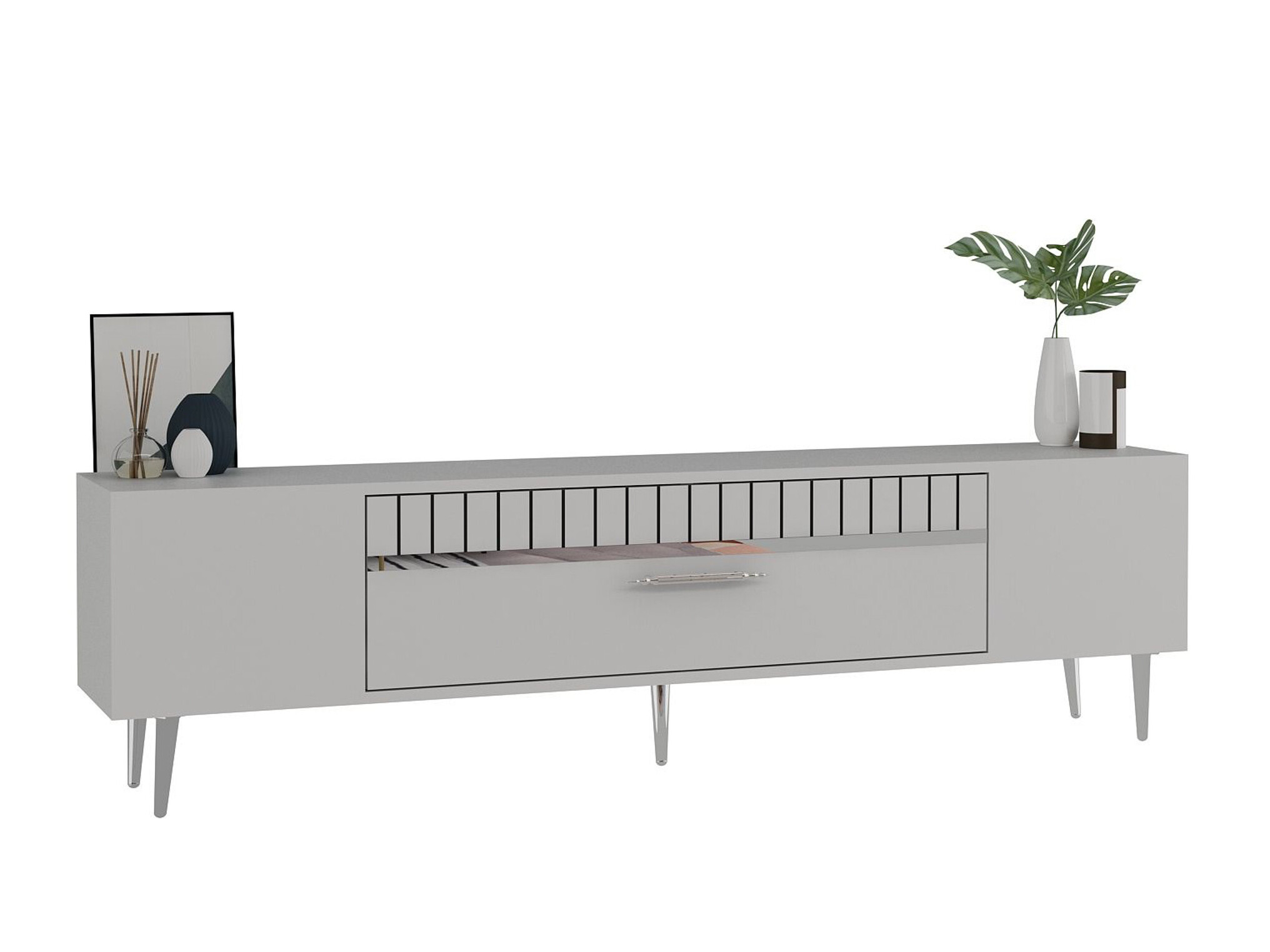 TV komoda Asheboro 206 (Belo + Srebrna)