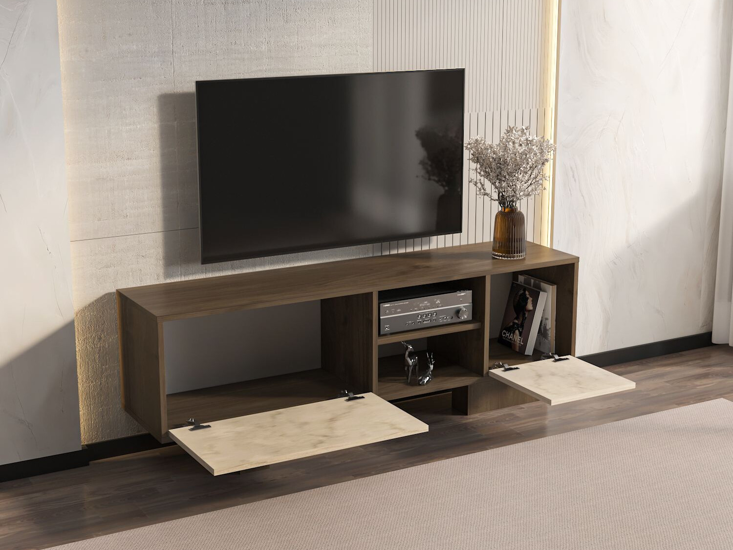 TV komoda Asheboro 211 (Orah + Svetlo Travertine)