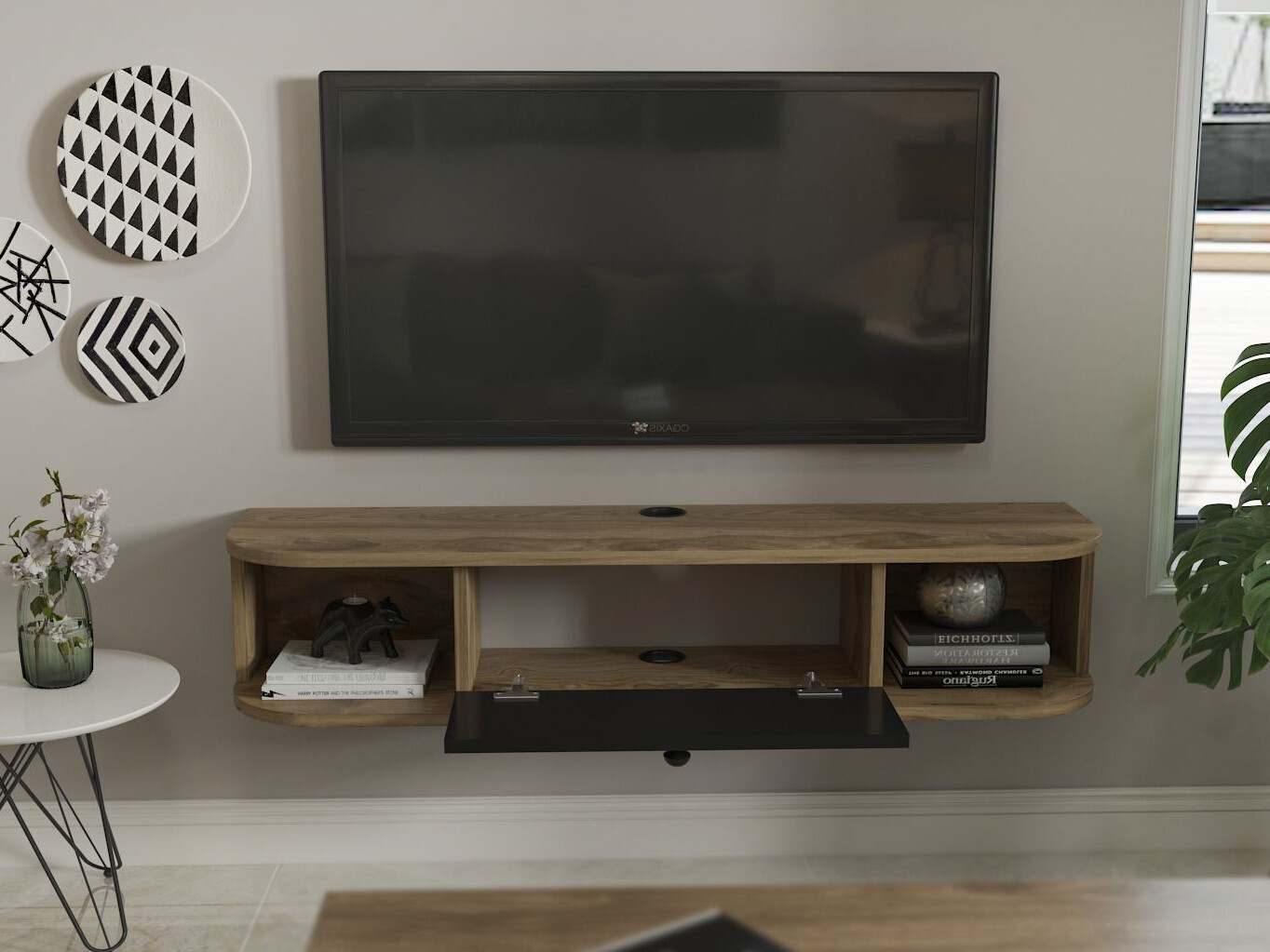 TV komoda Asheboro 212 (Crno + Svetli javor)