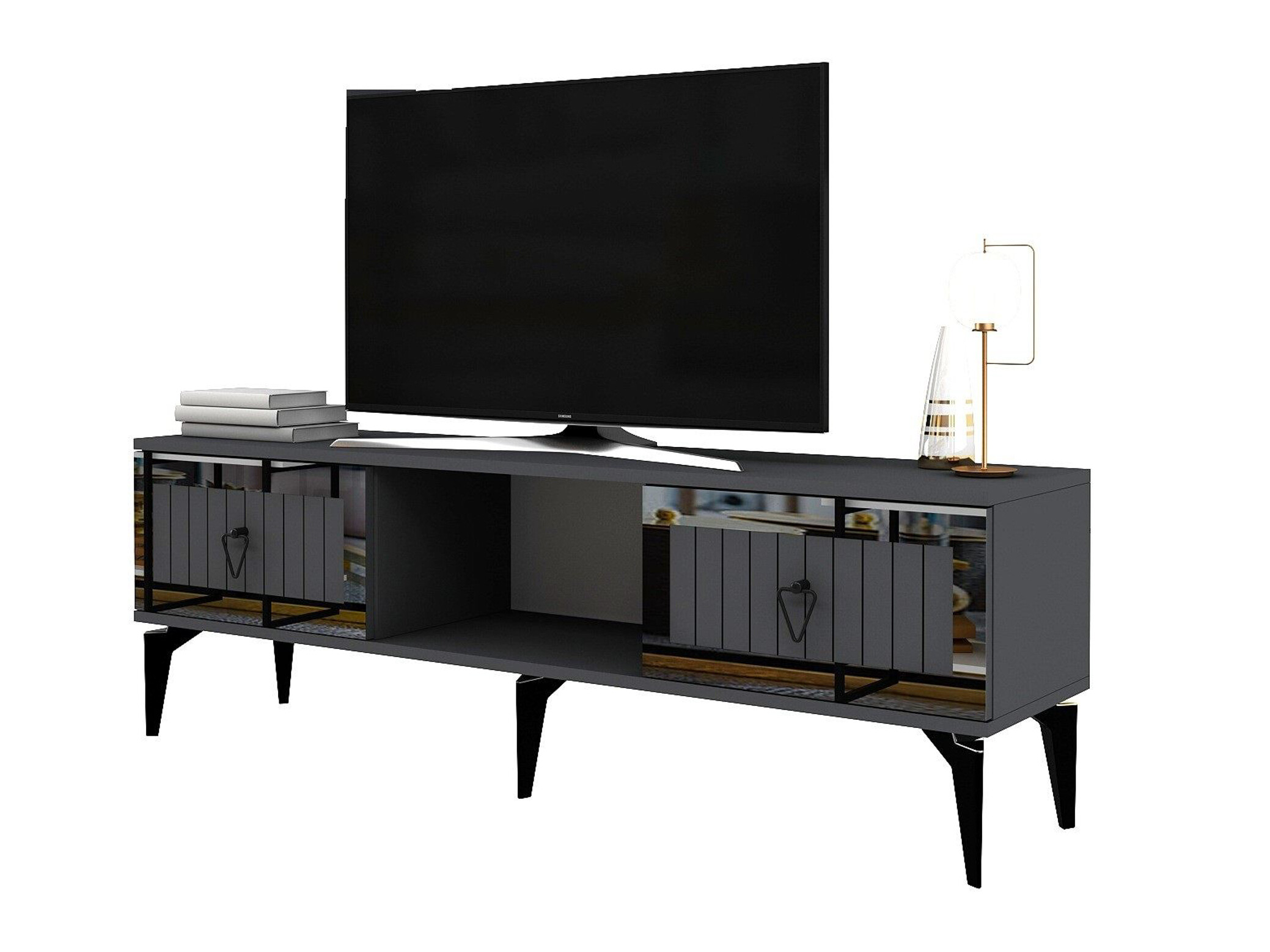 TV komoda Asheboro 201 (Antracit + Srebrna)