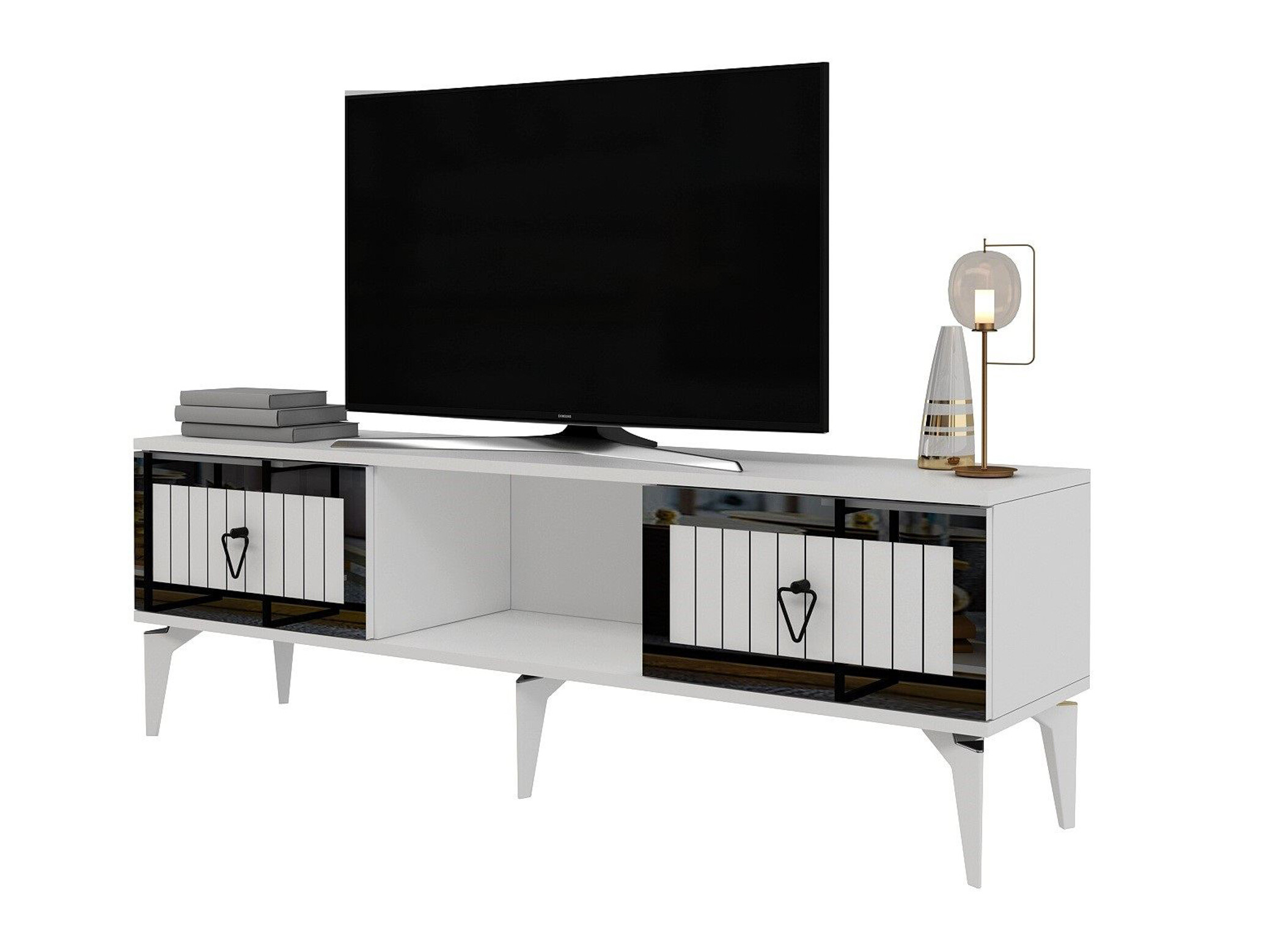 TV komoda Asheboro 201 (Belo + Srebrna)