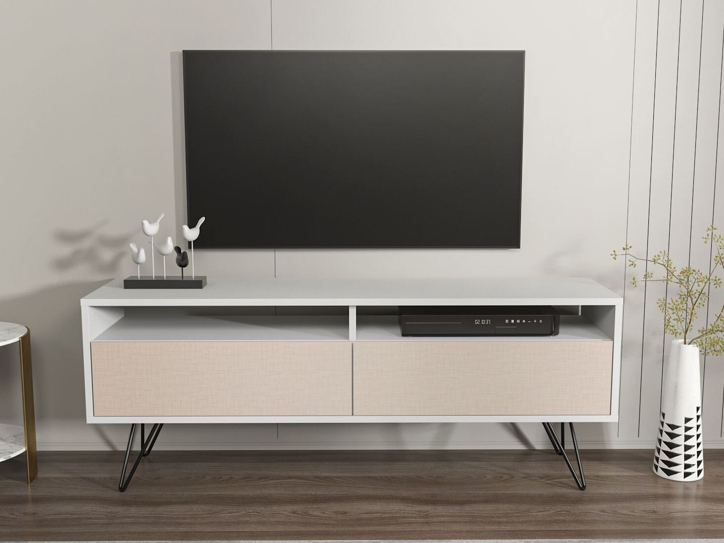 TV komoda Asheboro 215 (Belo + Bež)
