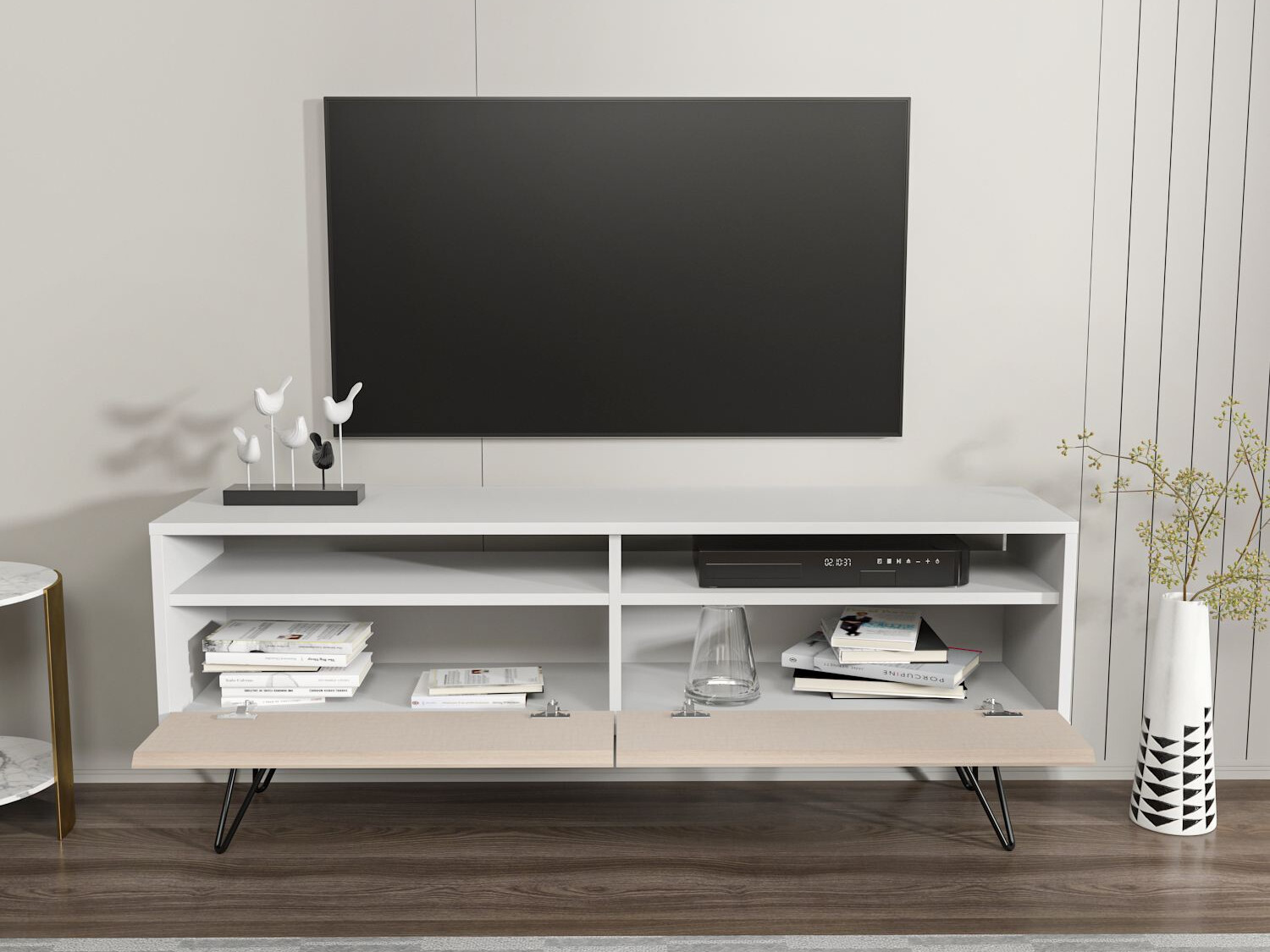 TV komoda Asheboro 215 (Belo + Bež)