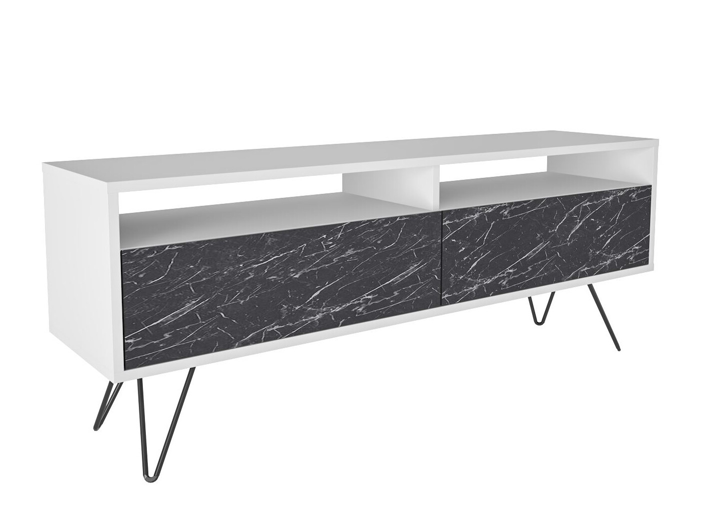 TV komoda Asheboro 215 (Belo + Crni mermer)