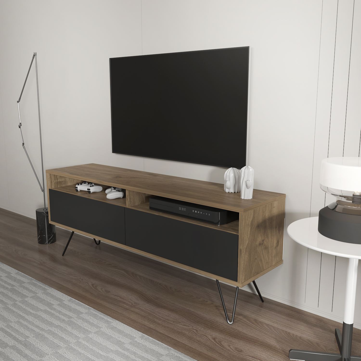 TV komoda Asheboro 215 (Crno + Orah)