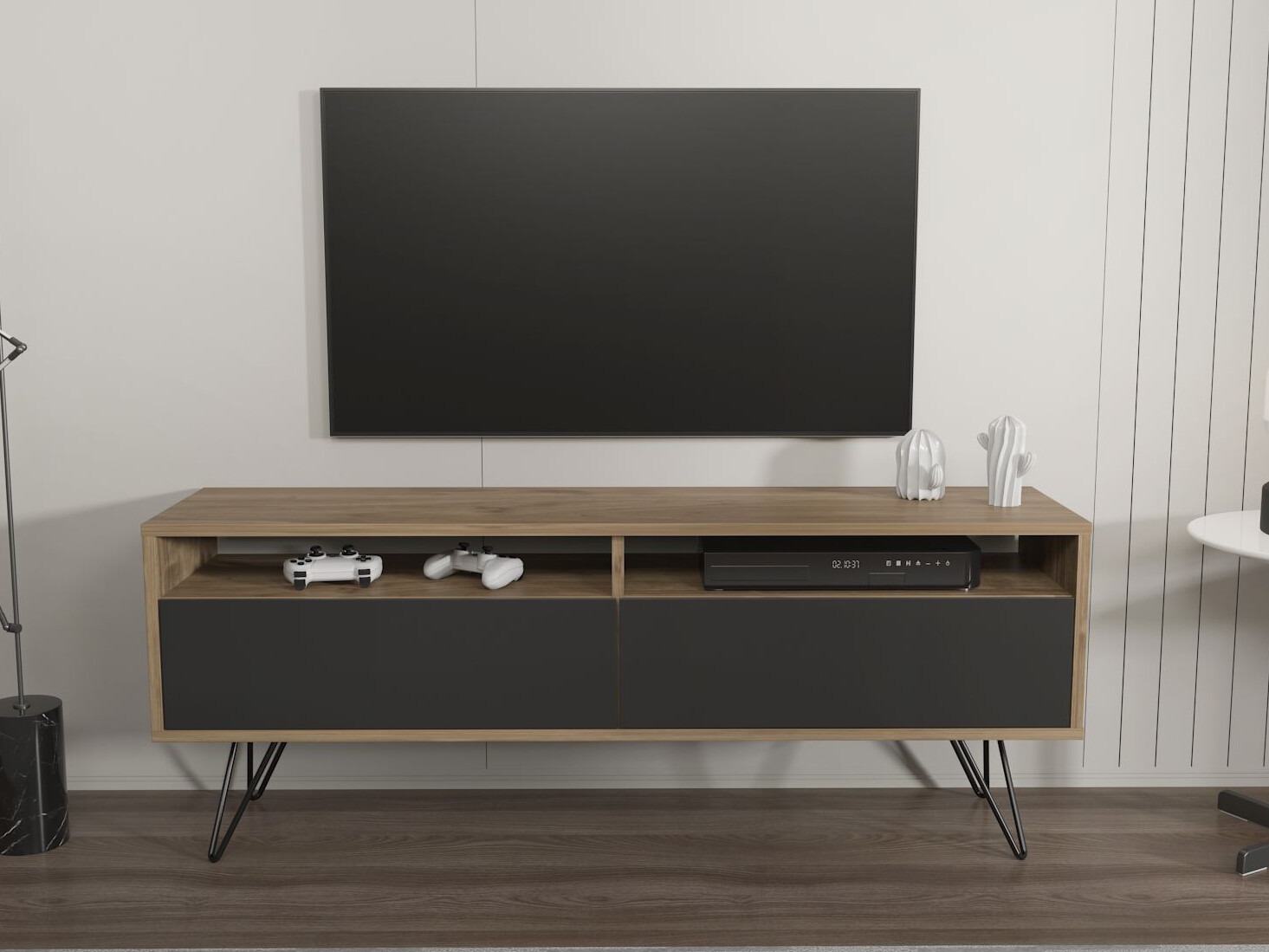 TV komoda Asheboro 215 (Crno + Orah)