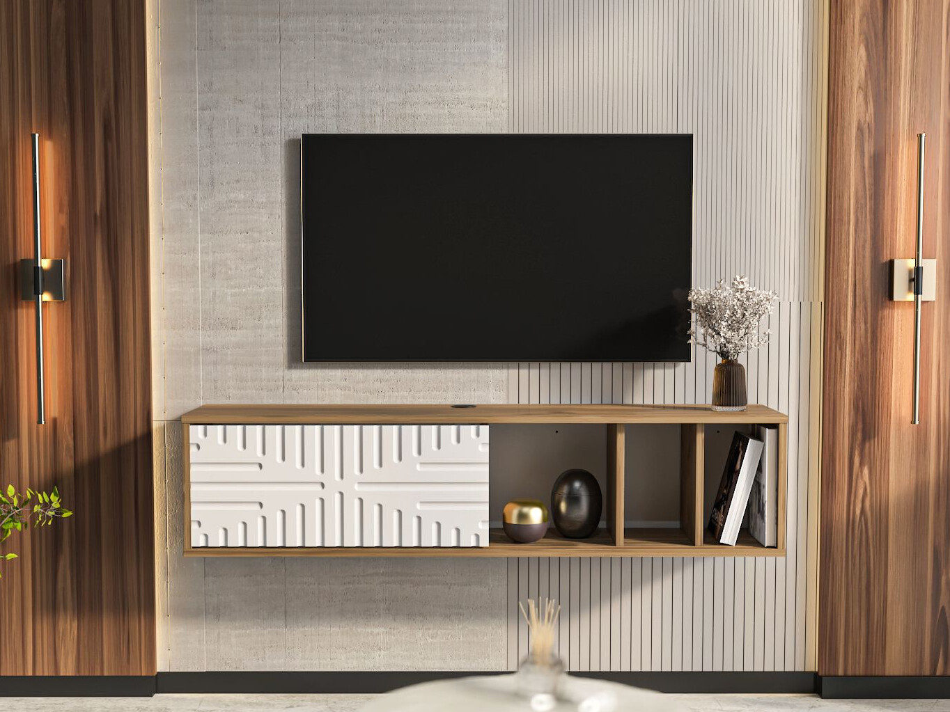 TV komoda Asheboro 217 (Belo + Orah)