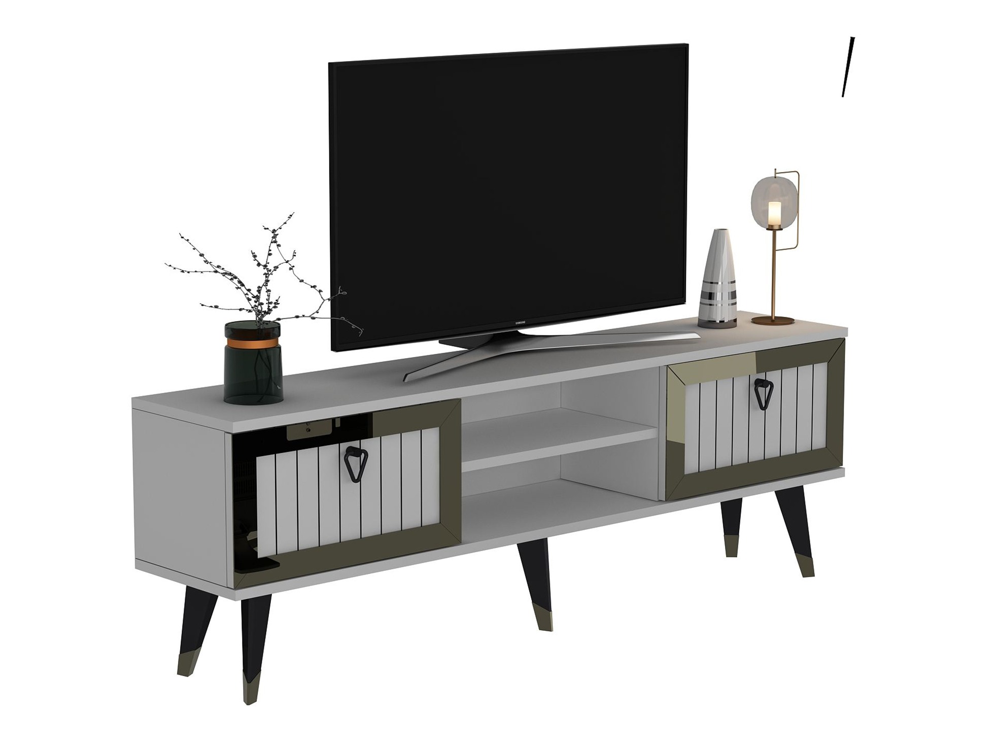 TV komoda Asheboro 203 (Belo + Zlato)