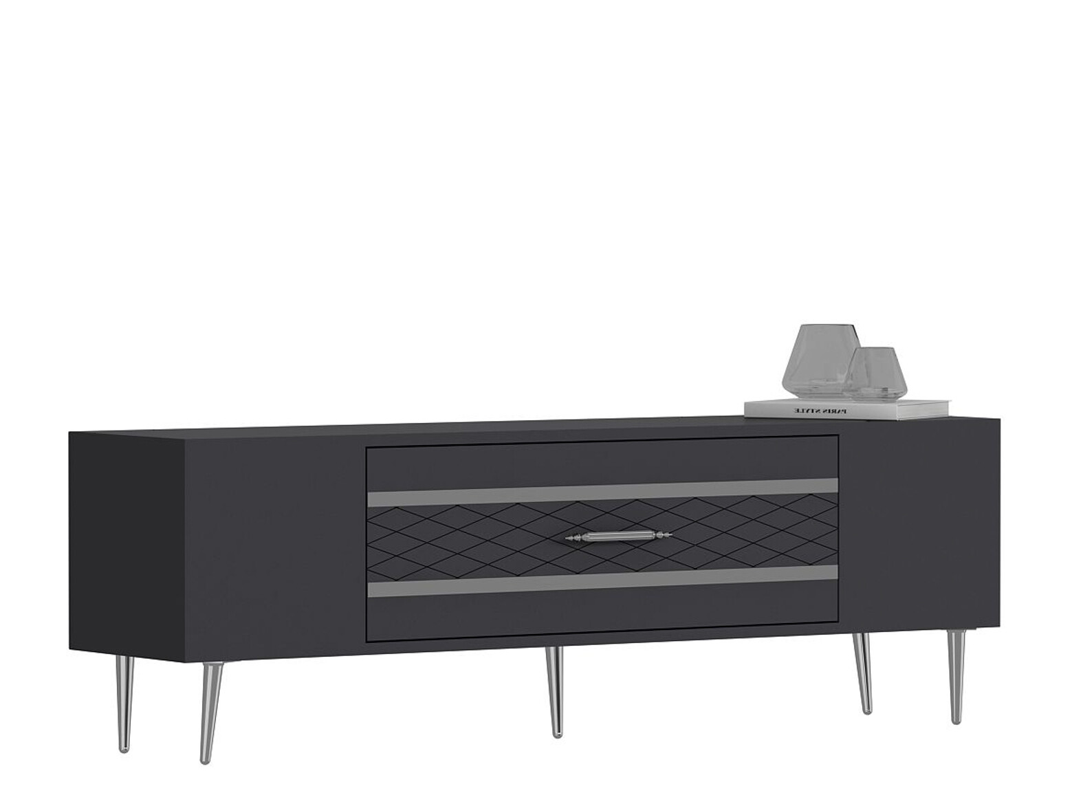 TV komoda Asheboro 207 (Antracit + Srebrna)