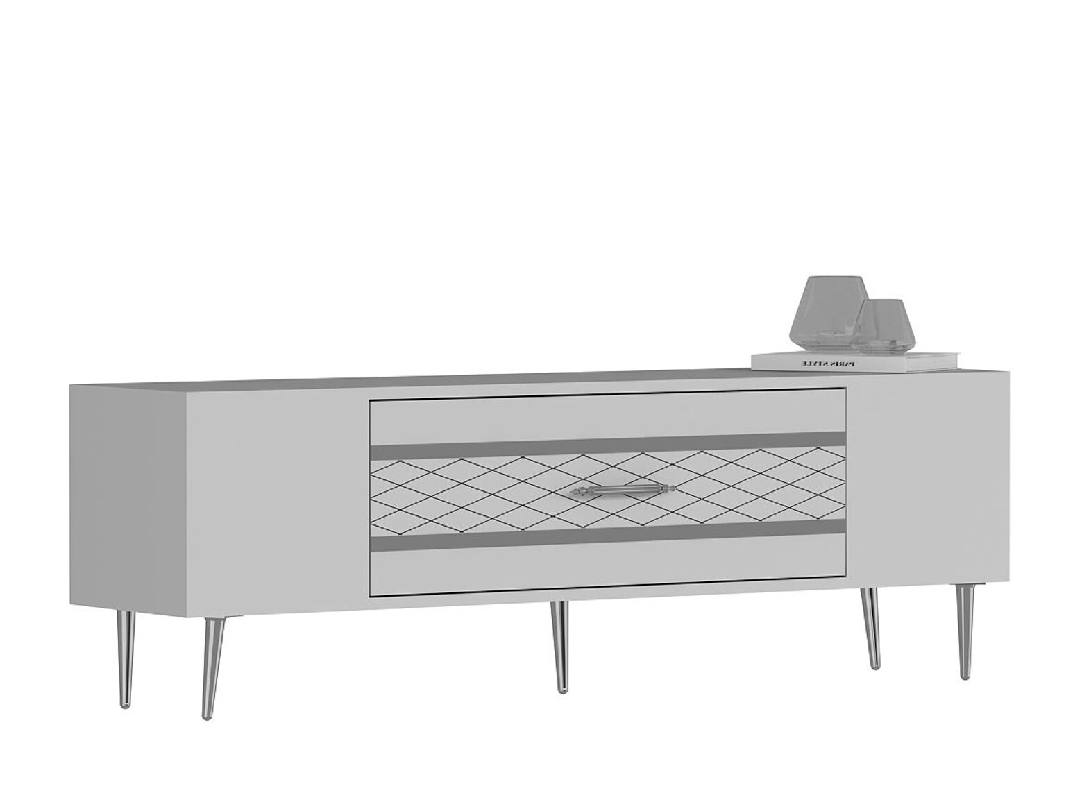TV komoda Asheboro 207 (Belo + Srebrna)