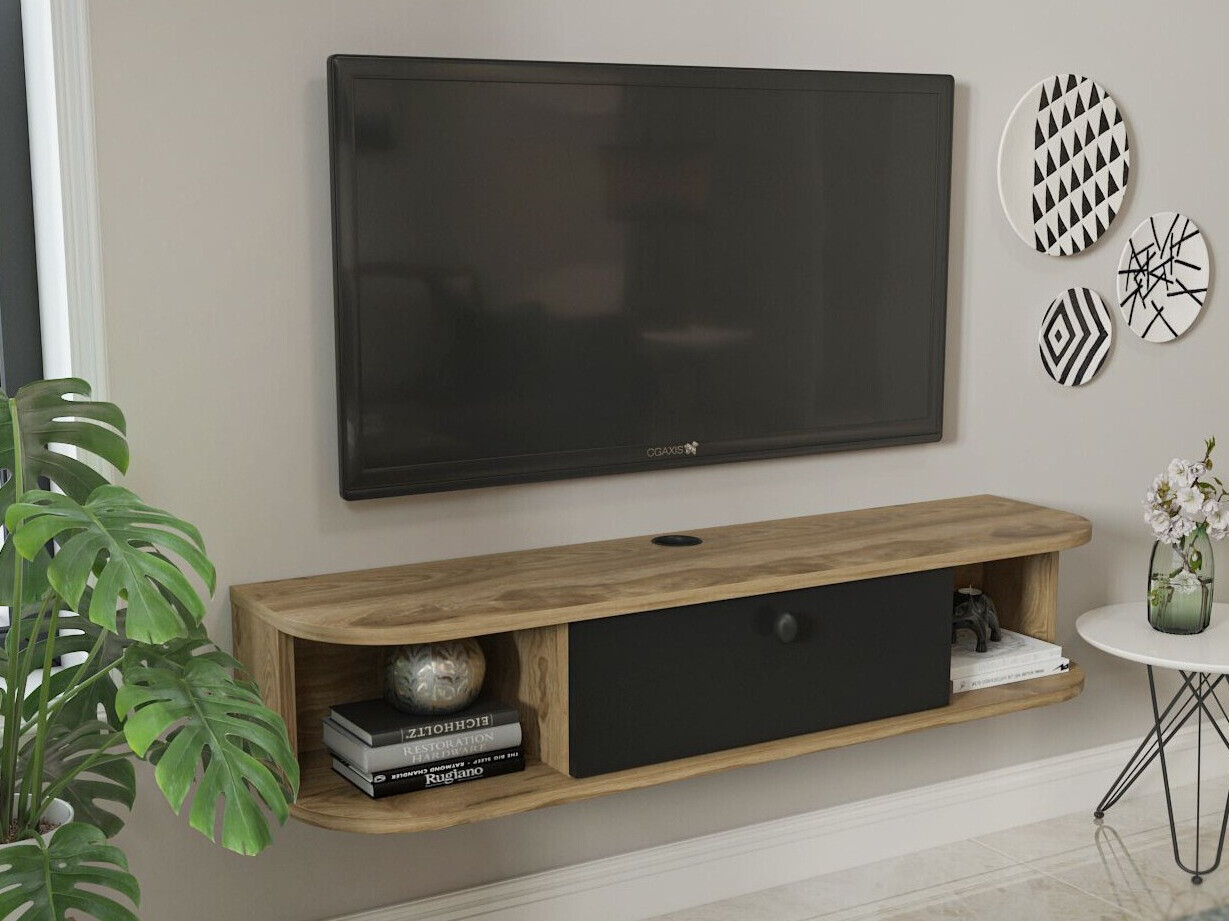 TV komoda Asheboro 212 (Crno + Svetli javor)