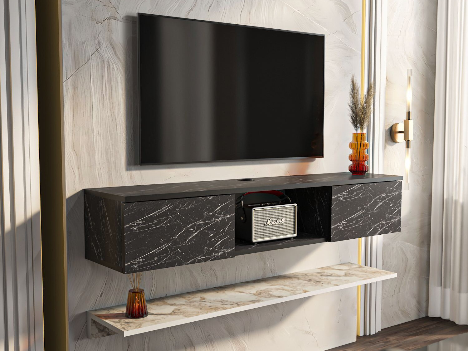 TV komoda Asheboro 213 (Crni mermer)