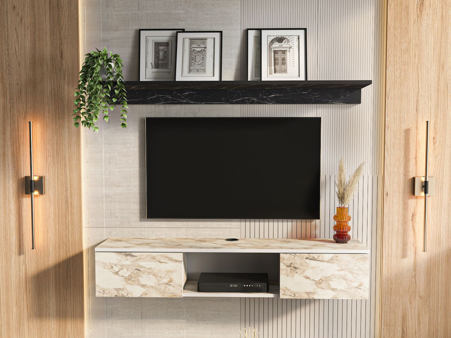 TV komoda Asheboro 213 (Smeđi mermer)