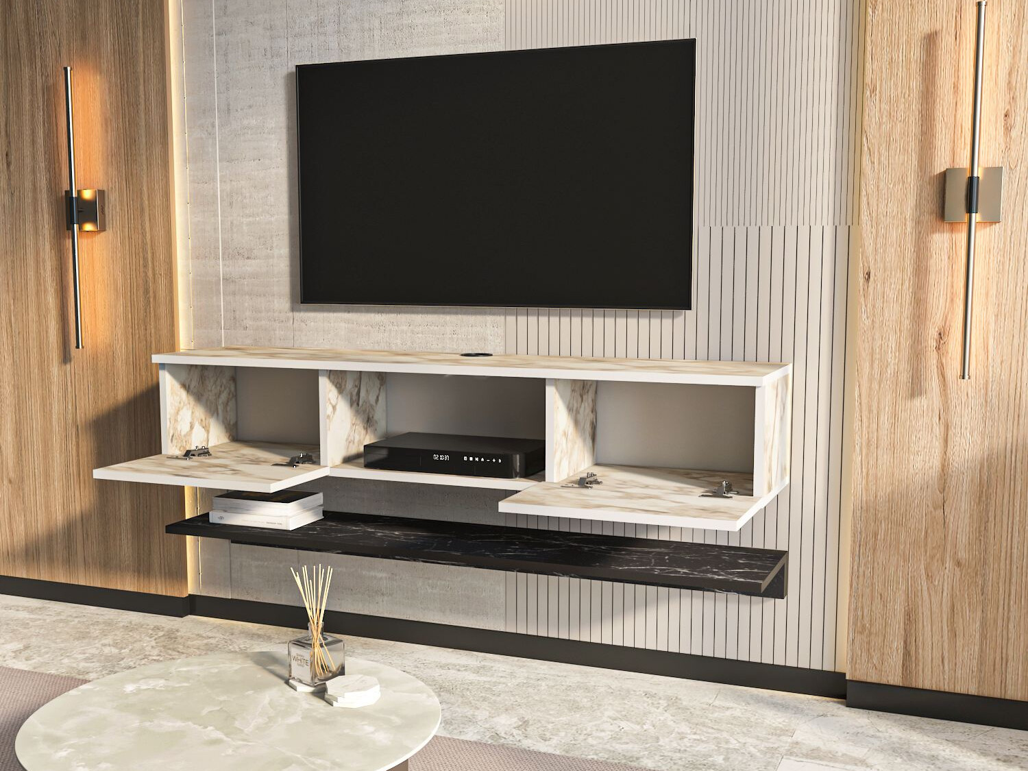 TV komoda Asheboro 213 (Smeđi mermer)